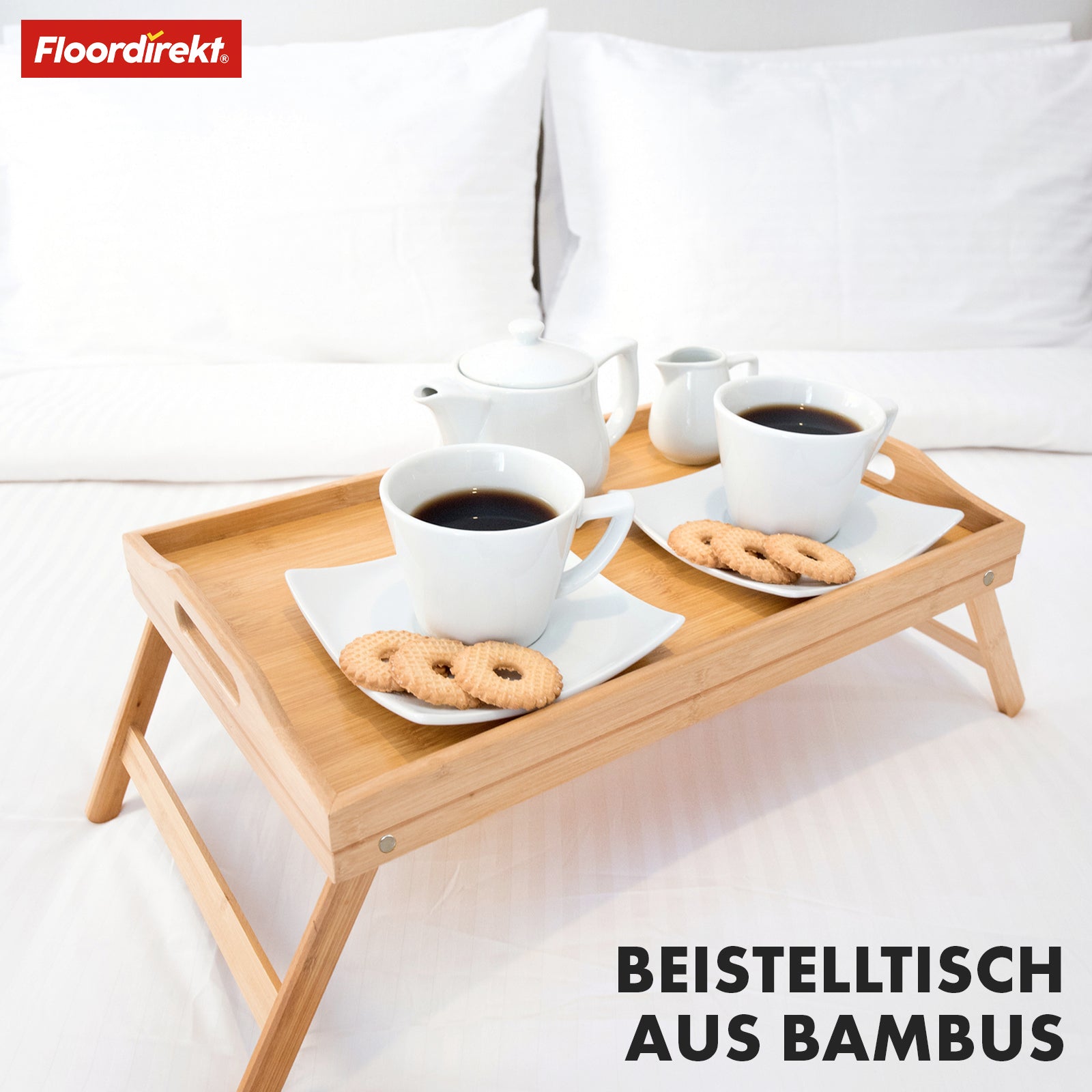 Plateau de lit en bambou avec pieds pliables | Utah | Pratique, élégant et durable