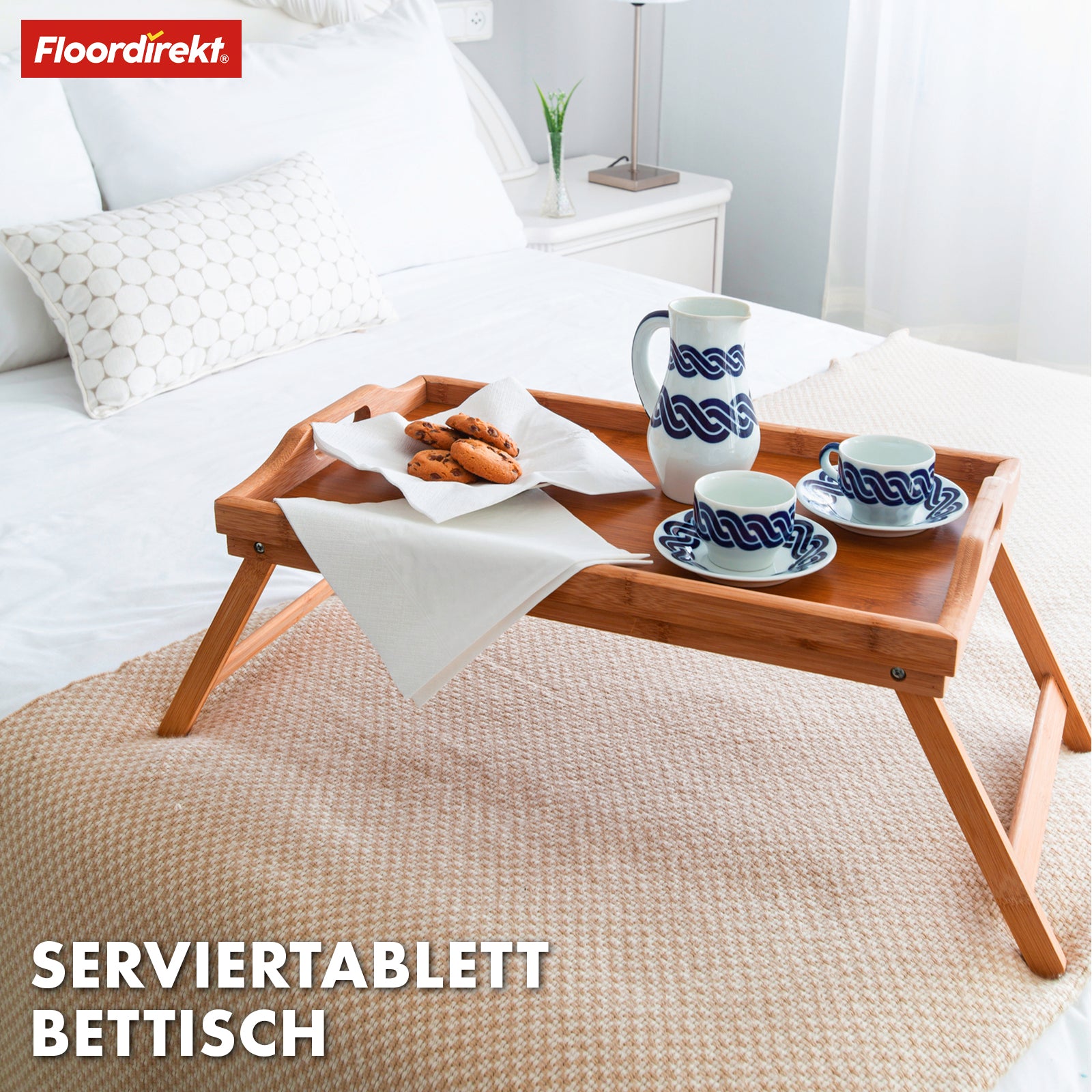 Plateau de lit en bambou avec pieds pliables | Utah | Pratique, élégant et durable