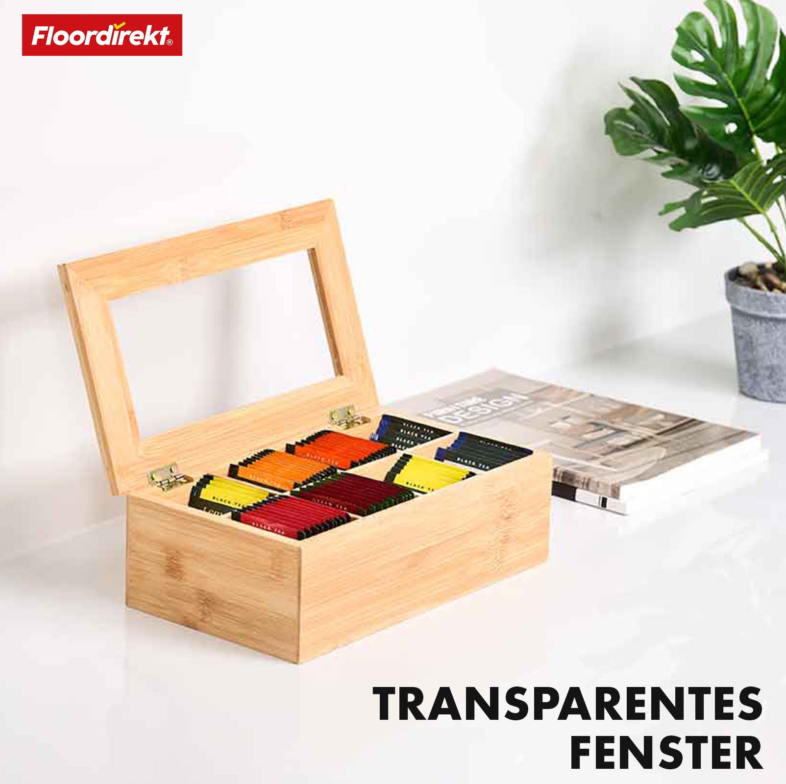 Boîte à thé en bambou avec couvercle | Rangement pratique et élégant pour le thé | Disponible en deux tailles