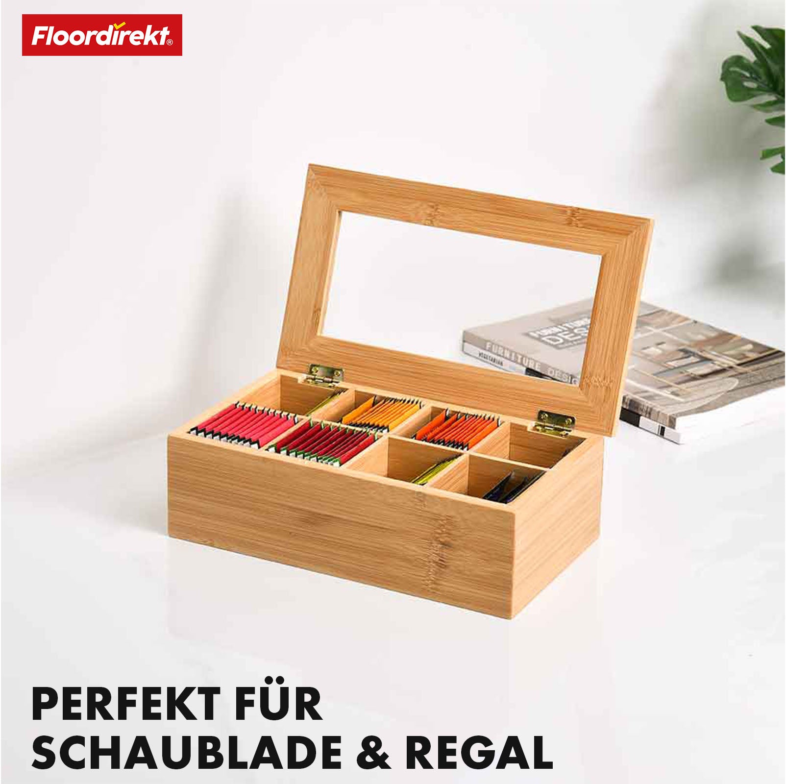 Boîte à thé en bambou avec couvercle | Rangement pratique et élégant pour le thé | Disponible en deux tailles