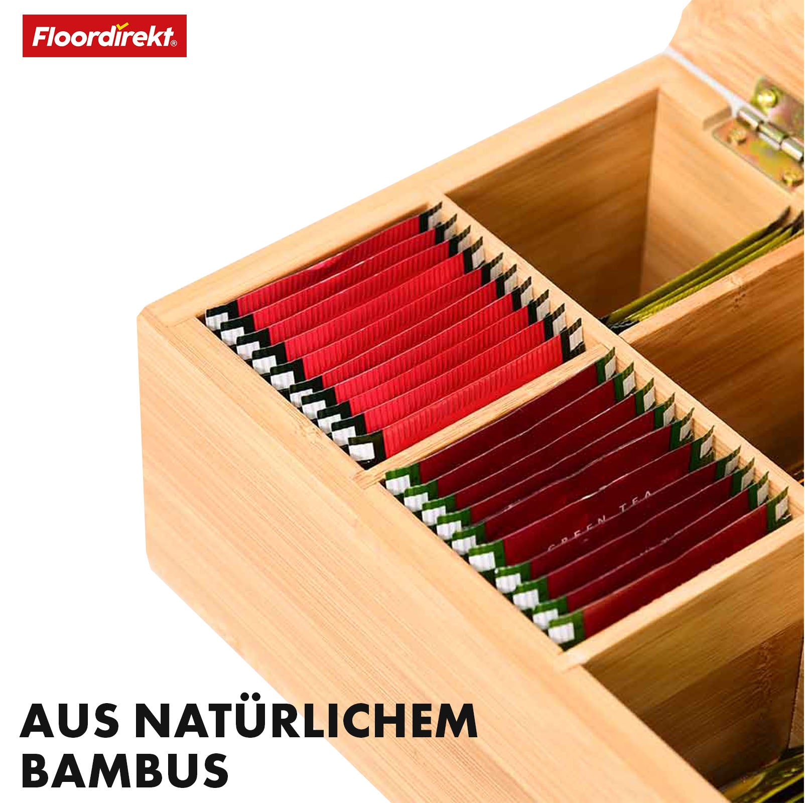 Boîte à thé en bambou avec couvercle | Rangement pratique et élégant pour le thé | Disponible en deux tailles