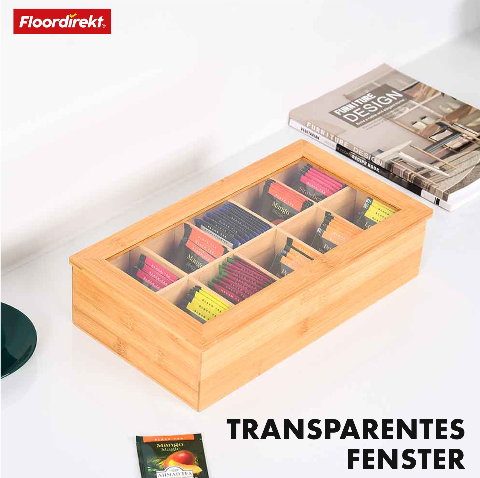 Boîte à thé en bambou avec couvercle | Rangement pratique et élégant pour le thé | Disponible en deux tailles