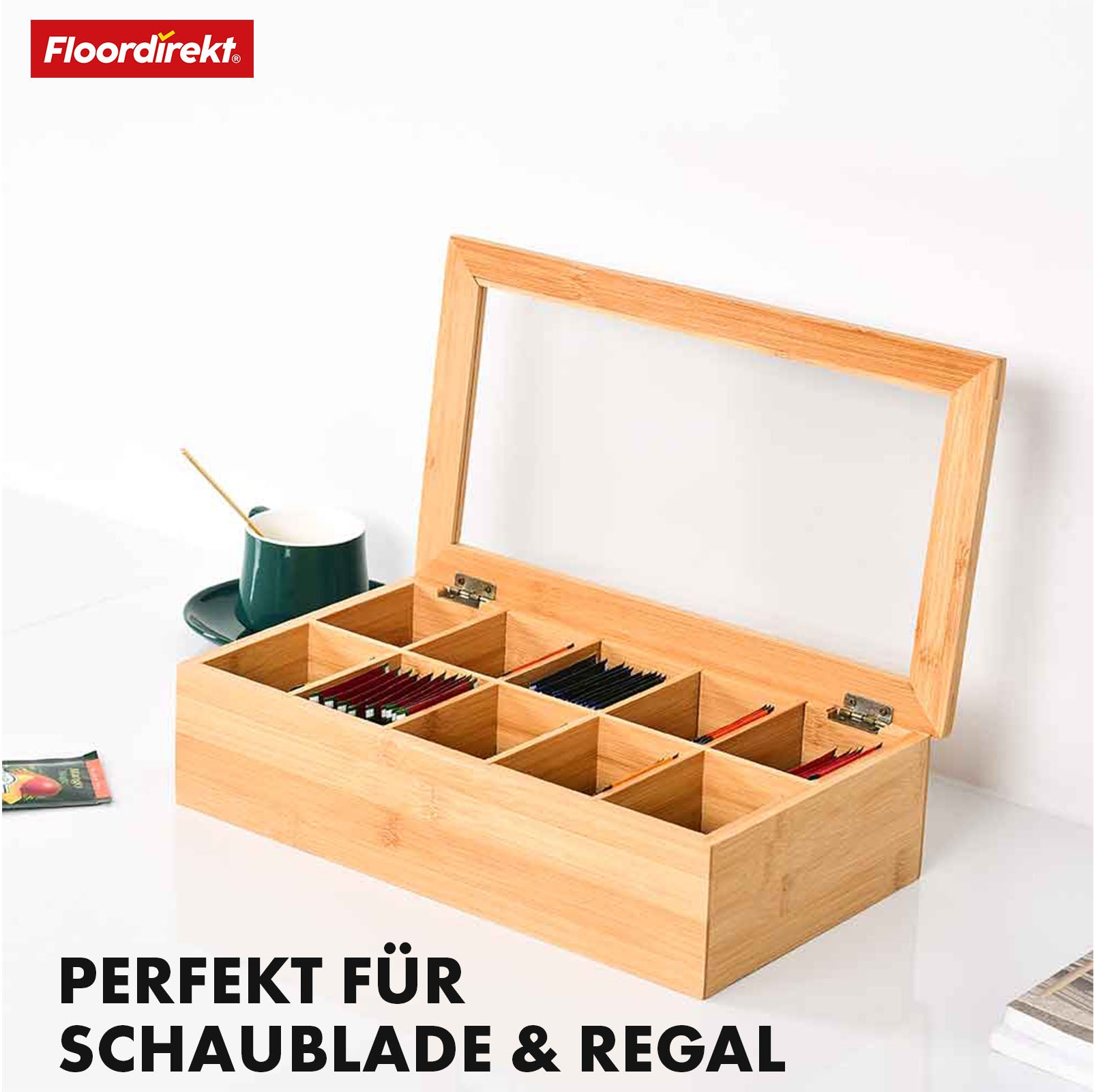 Boîte à thé en bambou avec couvercle | Rangement pratique et élégant pour le thé | Disponible en deux tailles