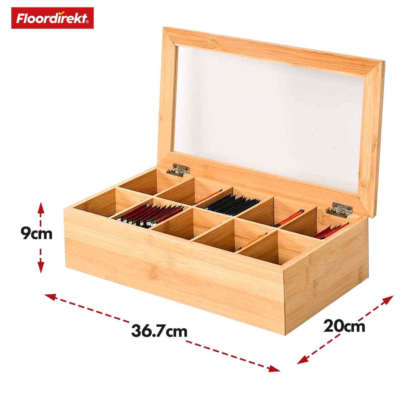 Boîte à thé en bambou avec couvercle | Rangement pratique et élégant pour le thé | Disponible en deux tailles