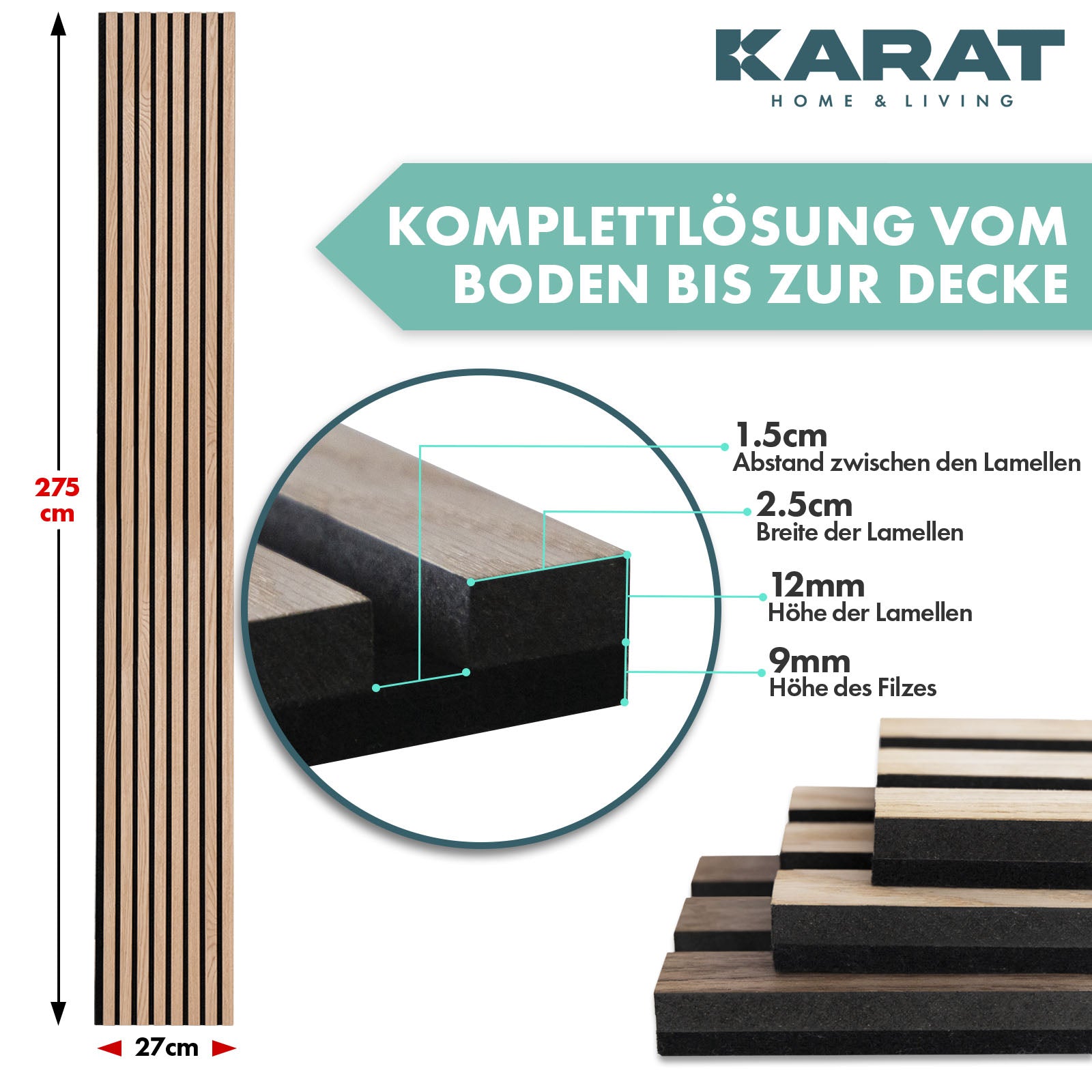 Panneaux acoustiques imitation bois | Design intemporel pour une acoustique agréable dans la pièce | Disponible en 3 designs et 2 tailles