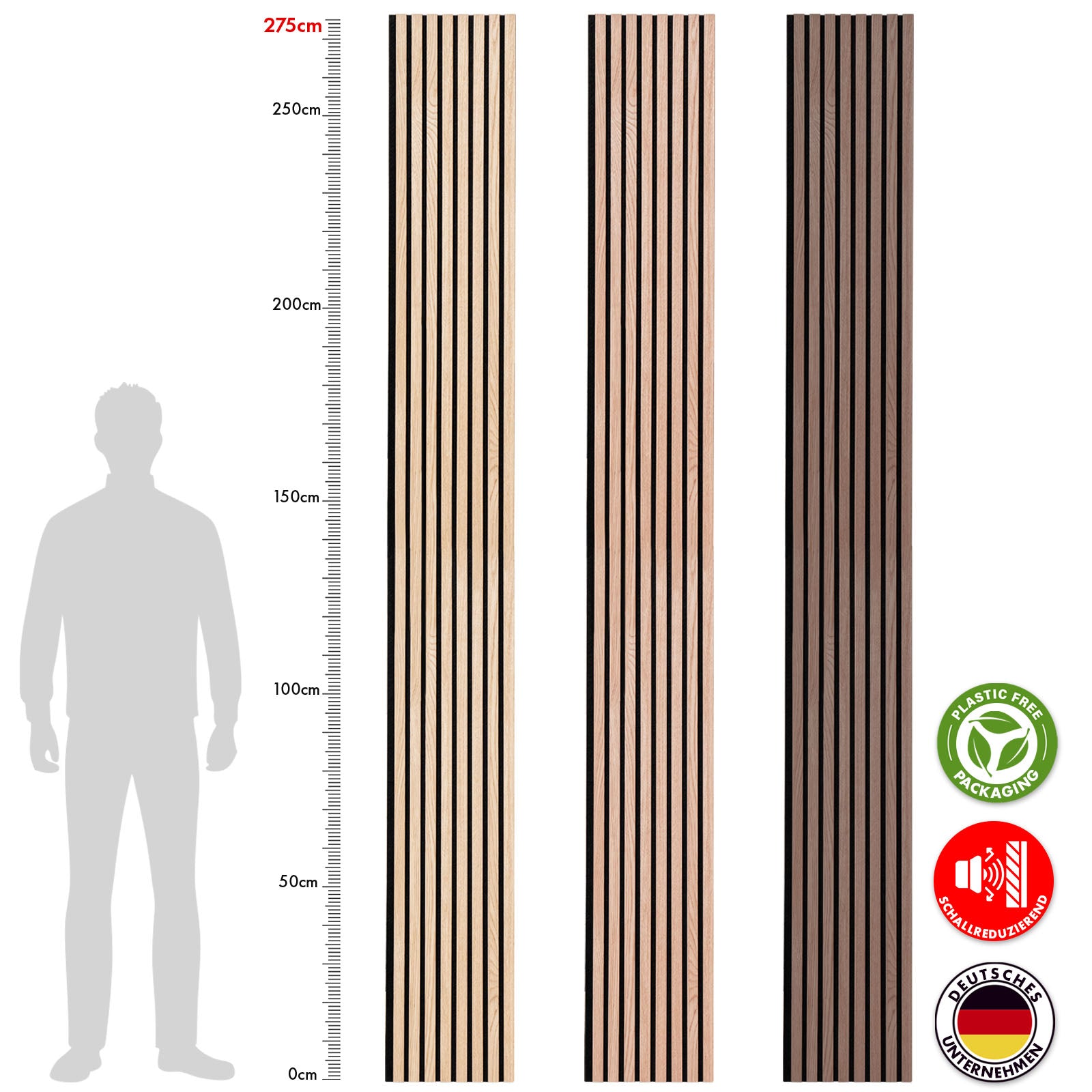 Panneaux acoustiques imitation bois | Design intemporel pour une acoustique agréable dans la pièce | Disponible en 3 designs et 2 tailles