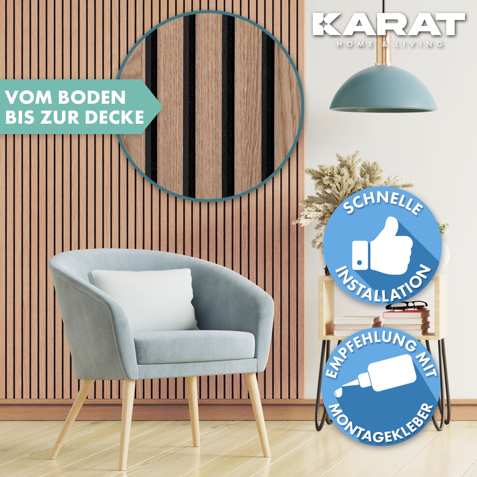 Panneaux acoustiques imitation bois | Design intemporel pour une acoustique agréable dans la pièce | Disponible en 3 designs et 2 tailles
