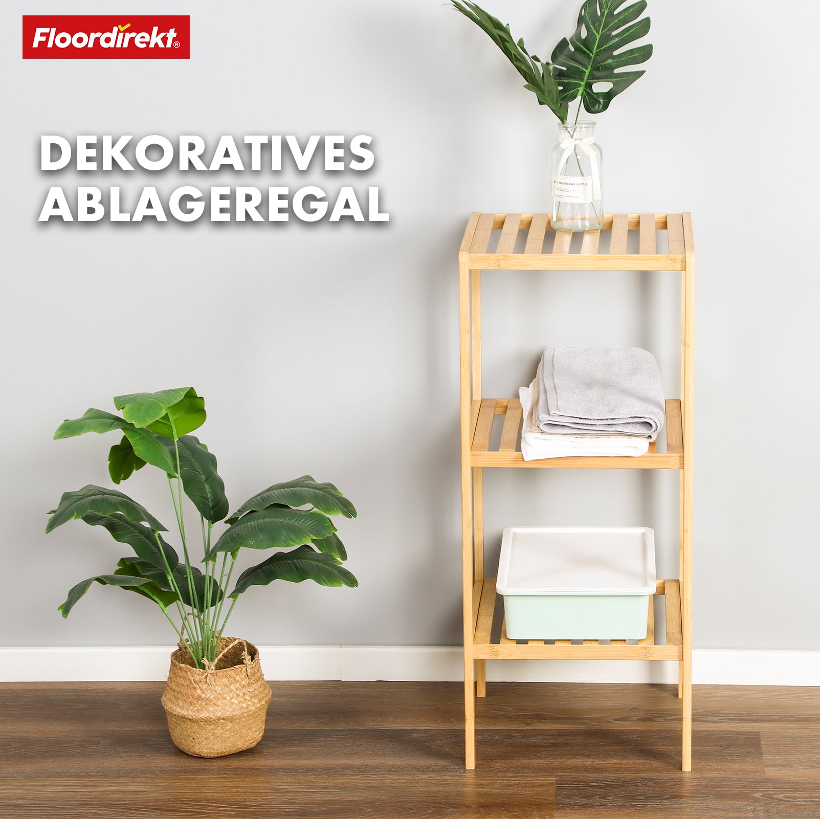 Étagère sur pied en bambou | Lowa | Idéale pour disposer vos accessoires de manière créative | Disponible en 3 tailles