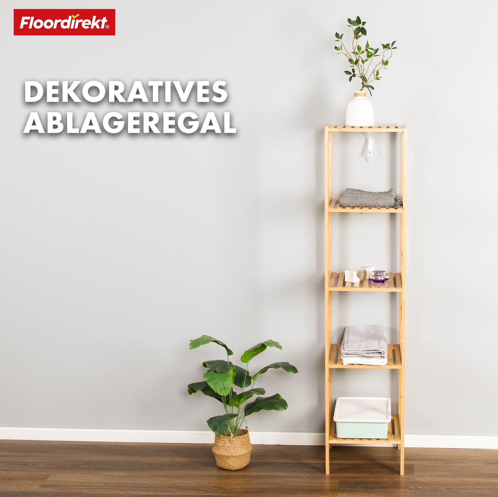 Étagère sur pied en bambou | Lowa | Idéale pour disposer vos accessoires de manière créative | Disponible en 3 tailles