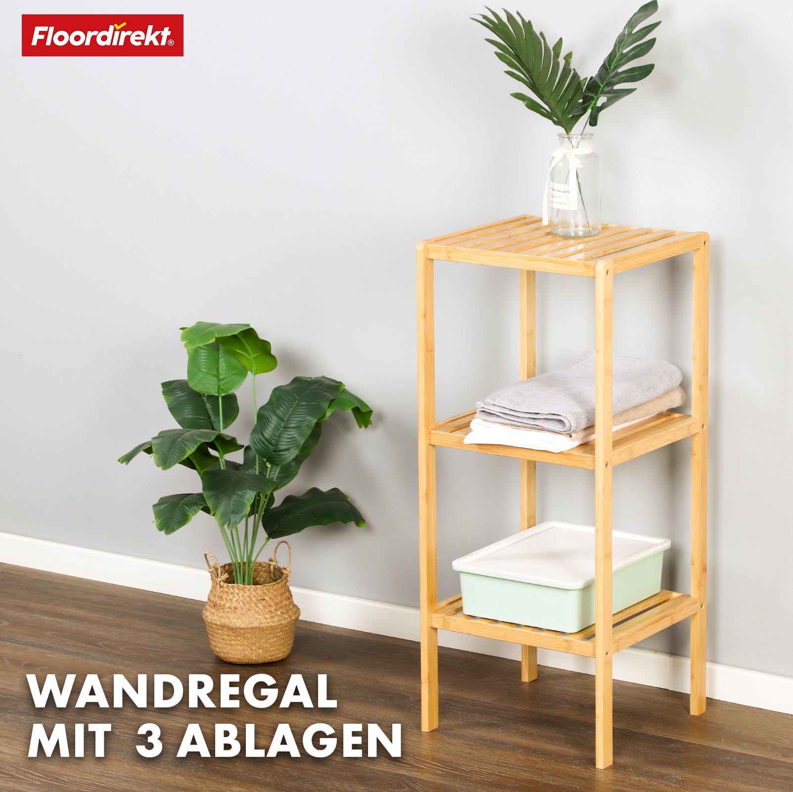 Étagère sur pied en bambou | Lowa | Idéale pour disposer vos accessoires de manière créative | Disponible en 3 tailles