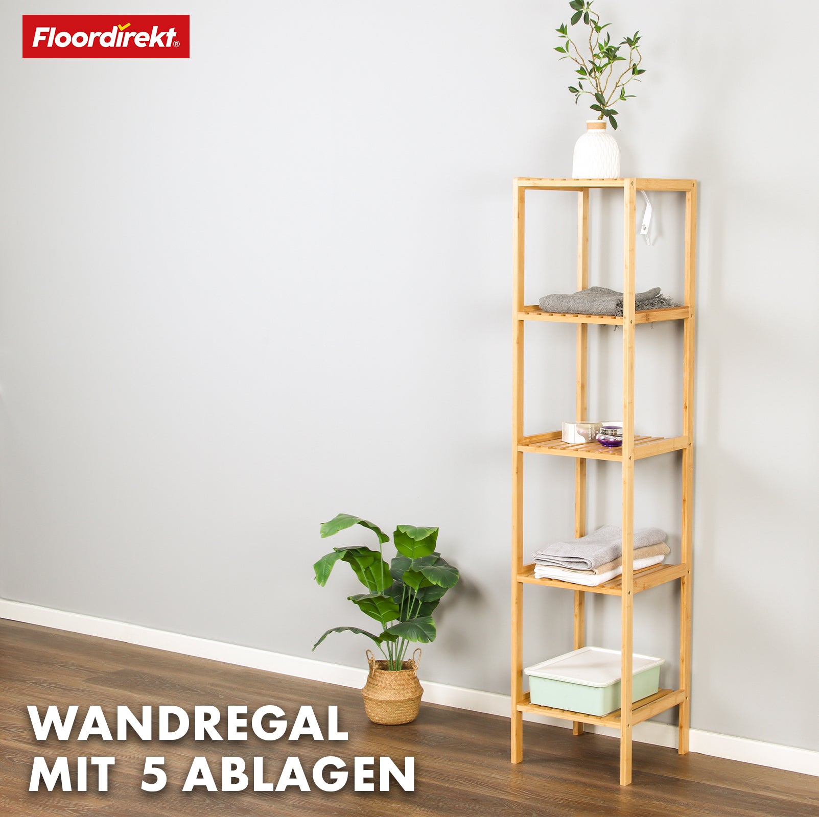 Étagère sur pied en bambou | Lowa | Idéale pour disposer vos accessoires de manière créative | Disponible en 3 tailles