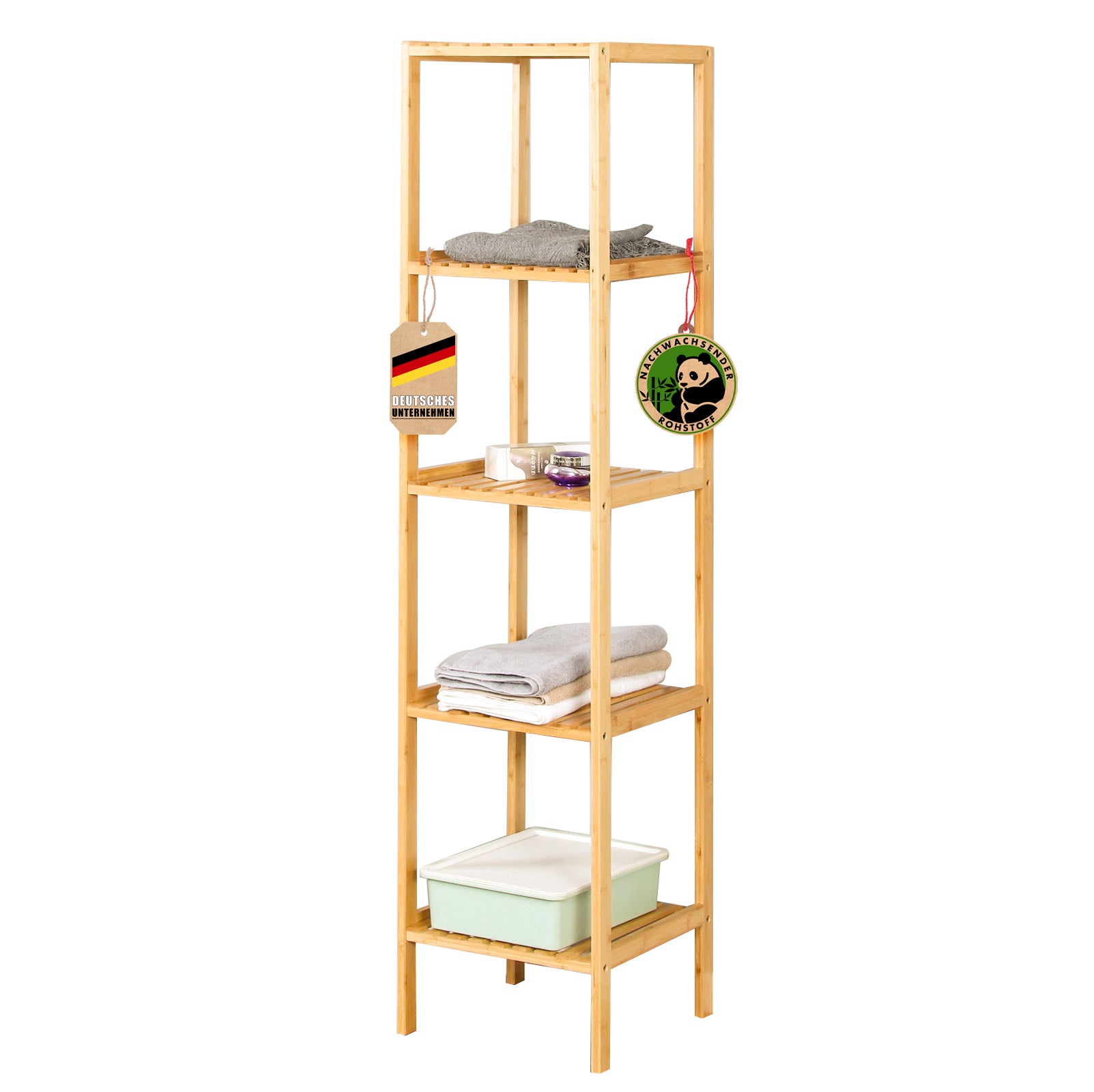 Étagère sur pied en bambou | Lowa | Idéale pour disposer vos accessoires de manière créative | Disponible en 3 tailles