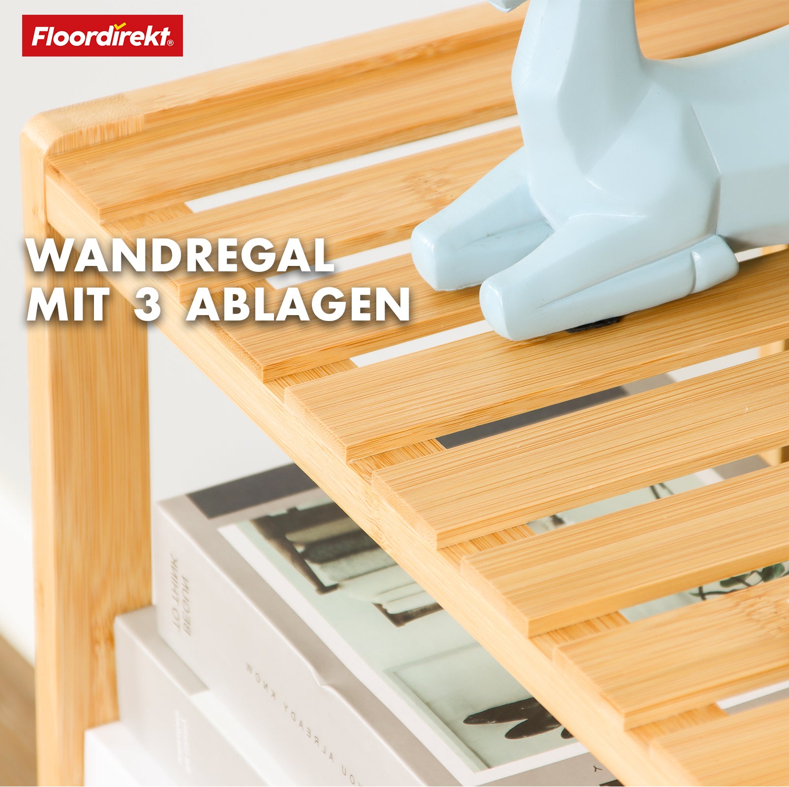 Étagère sur pied en bambou | Kansas | Étagère en bois élégante et peu encombrante avec 3 étages pour un rangement stylé