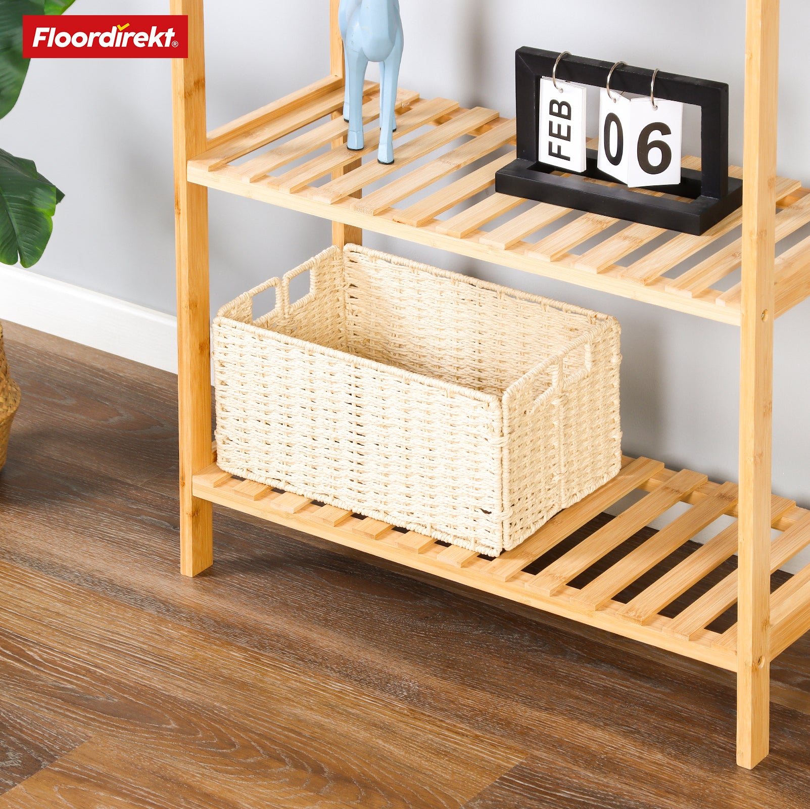Étagère sur pied en bambou | Kansas | Étagère en bois élégante et peu encombrante avec 3 étages pour un rangement stylé