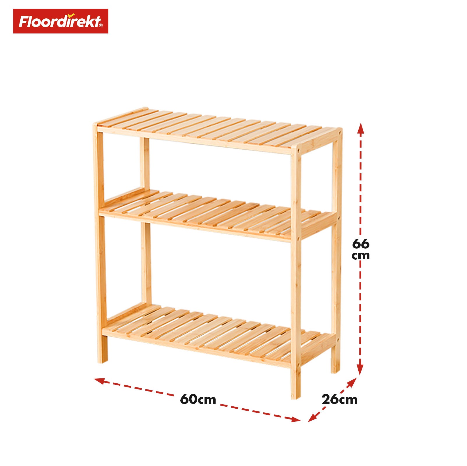 Étagère sur pied en bambou | Kansas | Étagère en bois élégante et peu encombrante avec 3 étages pour un rangement stylé
