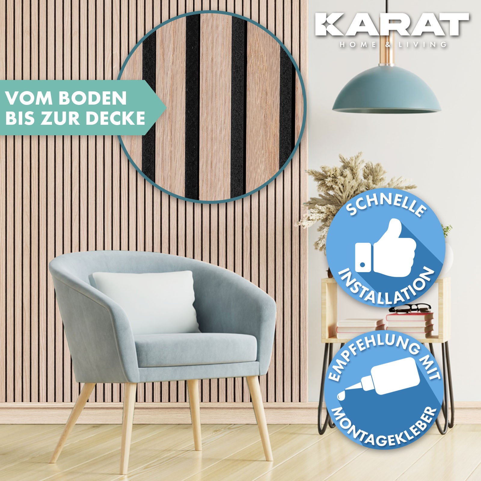 Panneaux acoustiques imitation bois | Design intemporel pour une acoustique agréable dans la pièce | Disponible en 3 designs et 2 tailles