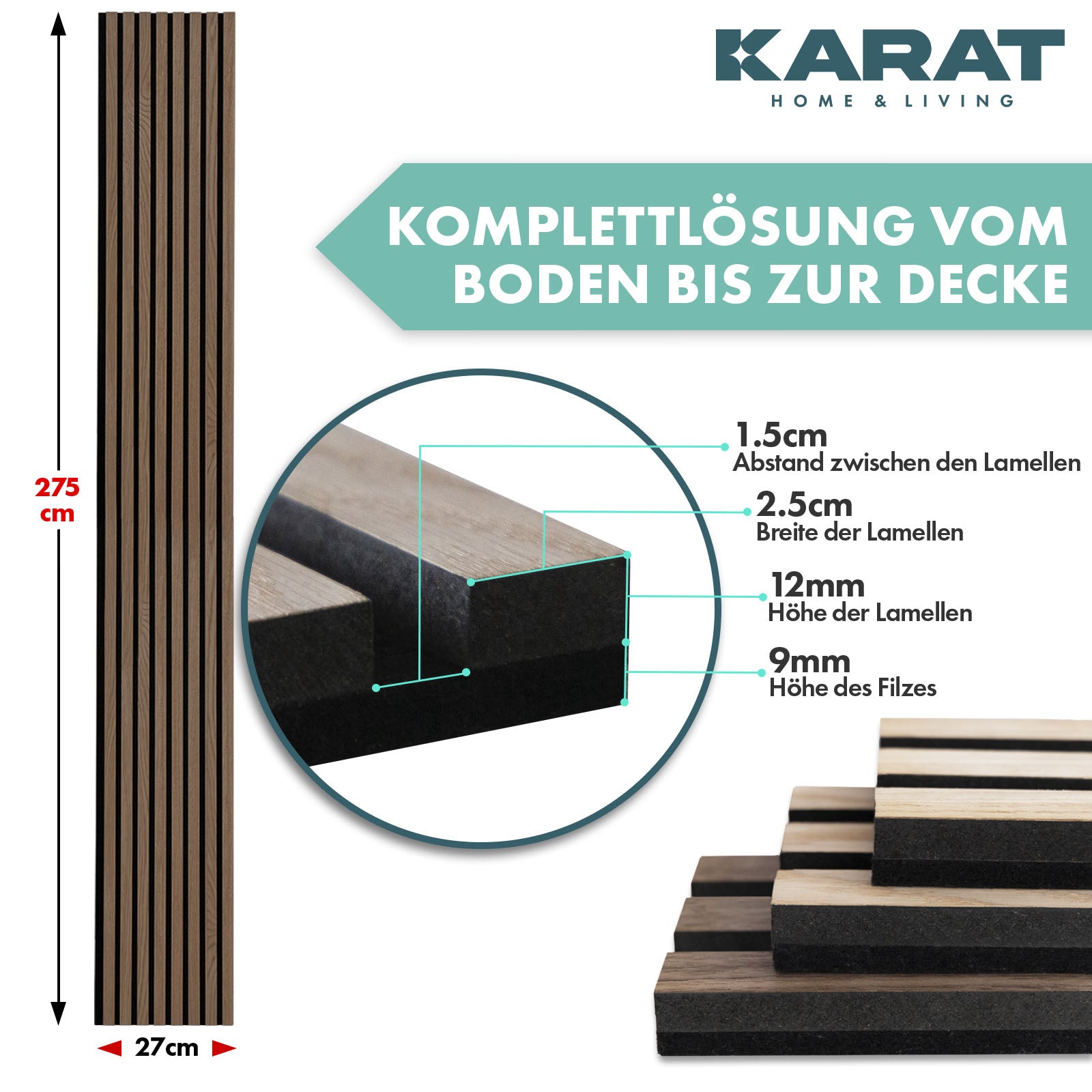 Panneaux acoustiques imitation bois | Design intemporel pour une acoustique agréable dans la pièce | Disponible en 3 designs et 2 tailles