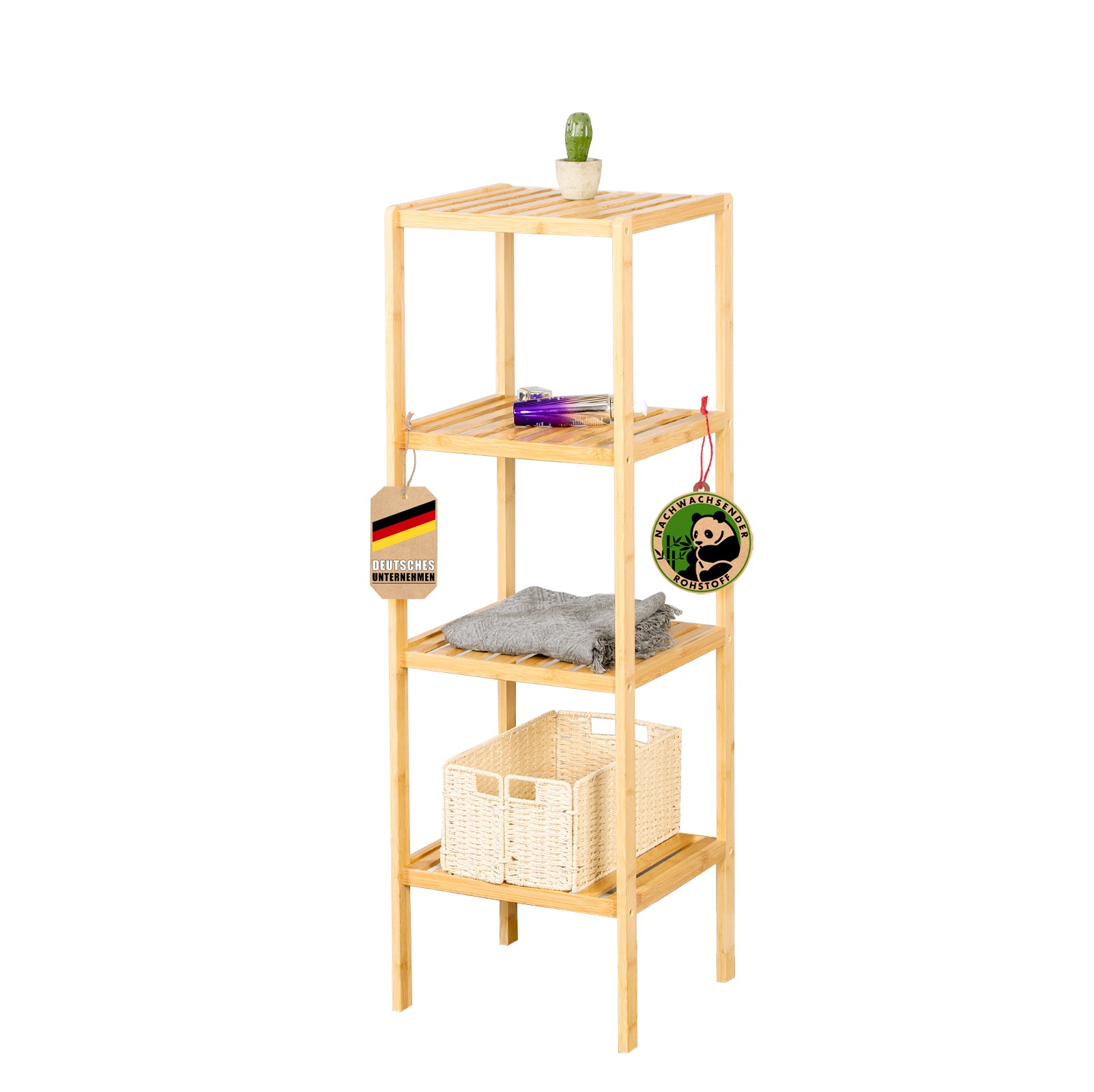 Étagère sur pied en bambou | Lowa | Idéale pour disposer vos accessoires de manière créative | Disponible en 3 tailles