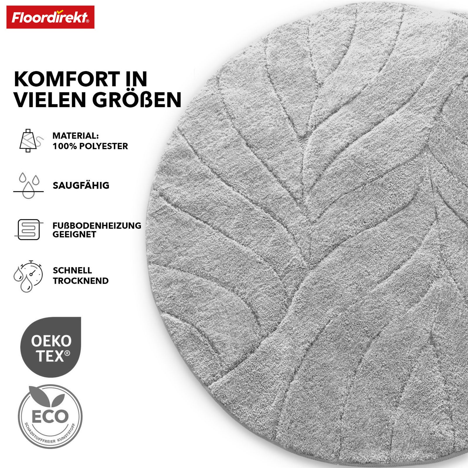 Tapis de bain | Maris | Tapis de bain rond | Microfibre douce, antidérapante & adaptée au chauffage au sol