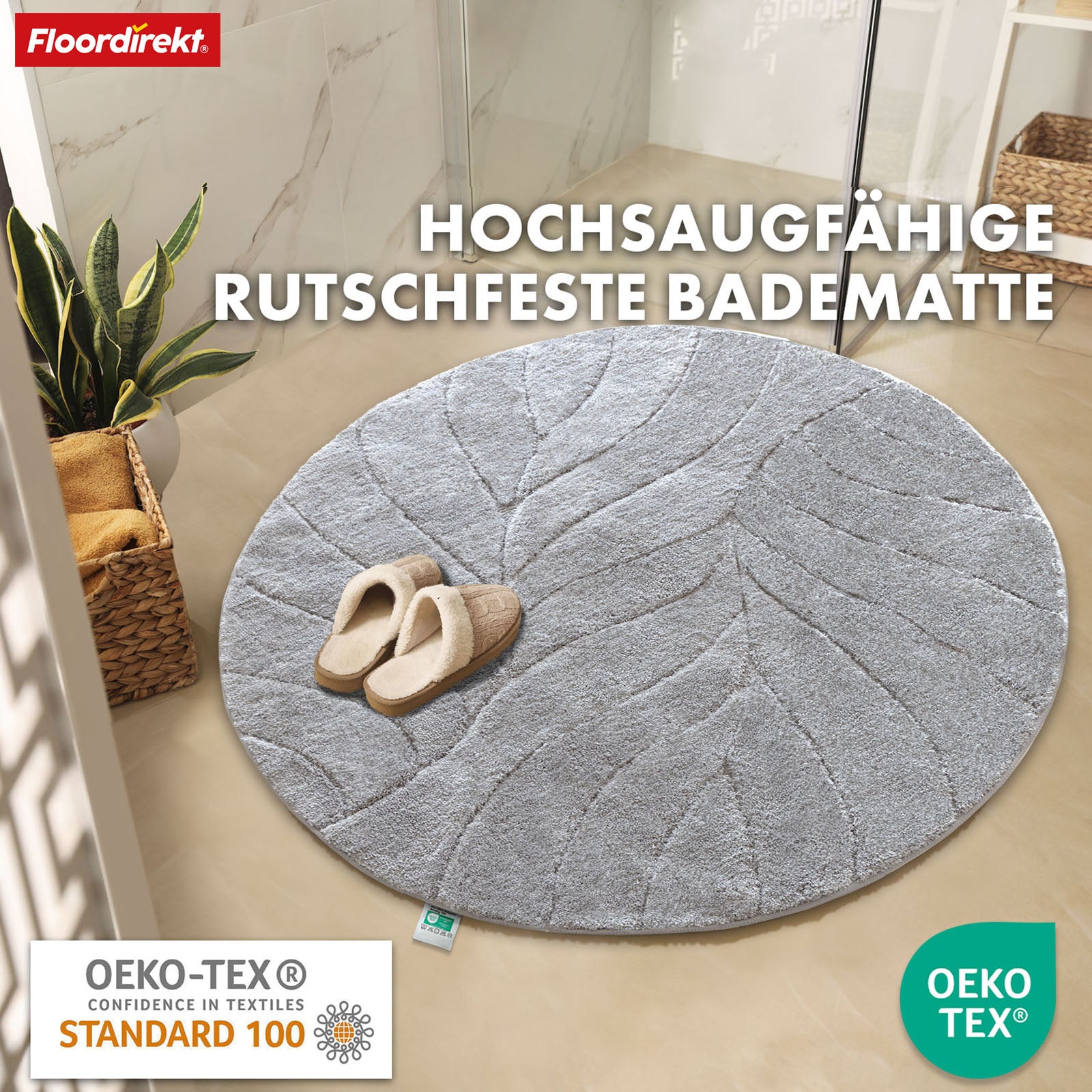 Tapis de bain | Maris | Tapis de bain rond | Microfibre douce, antidérapante & adaptée au chauffage au sol