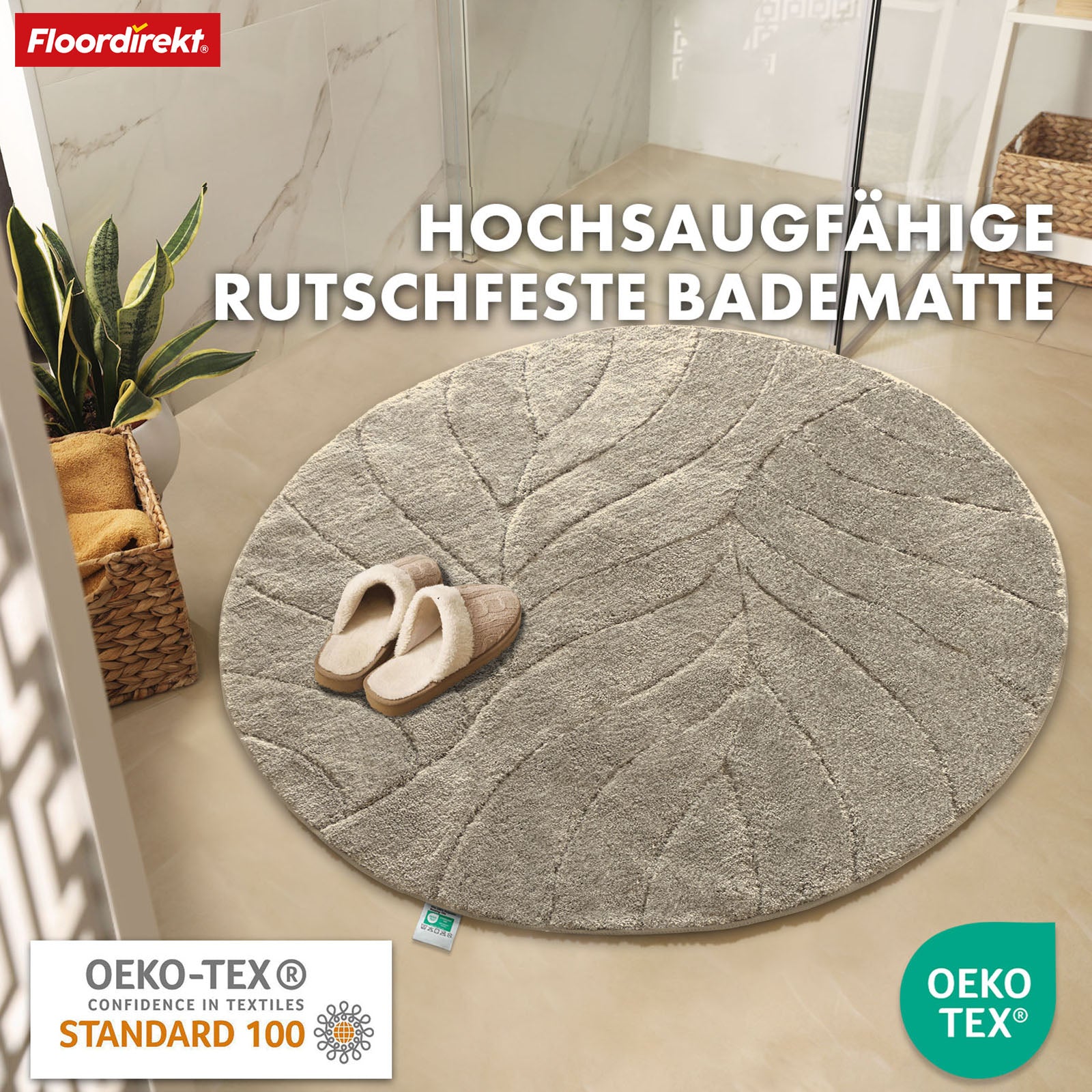Tapis de bain | Maris | Tapis de bain rond | Microfibre douce, antidérapante & adaptée au chauffage au sol