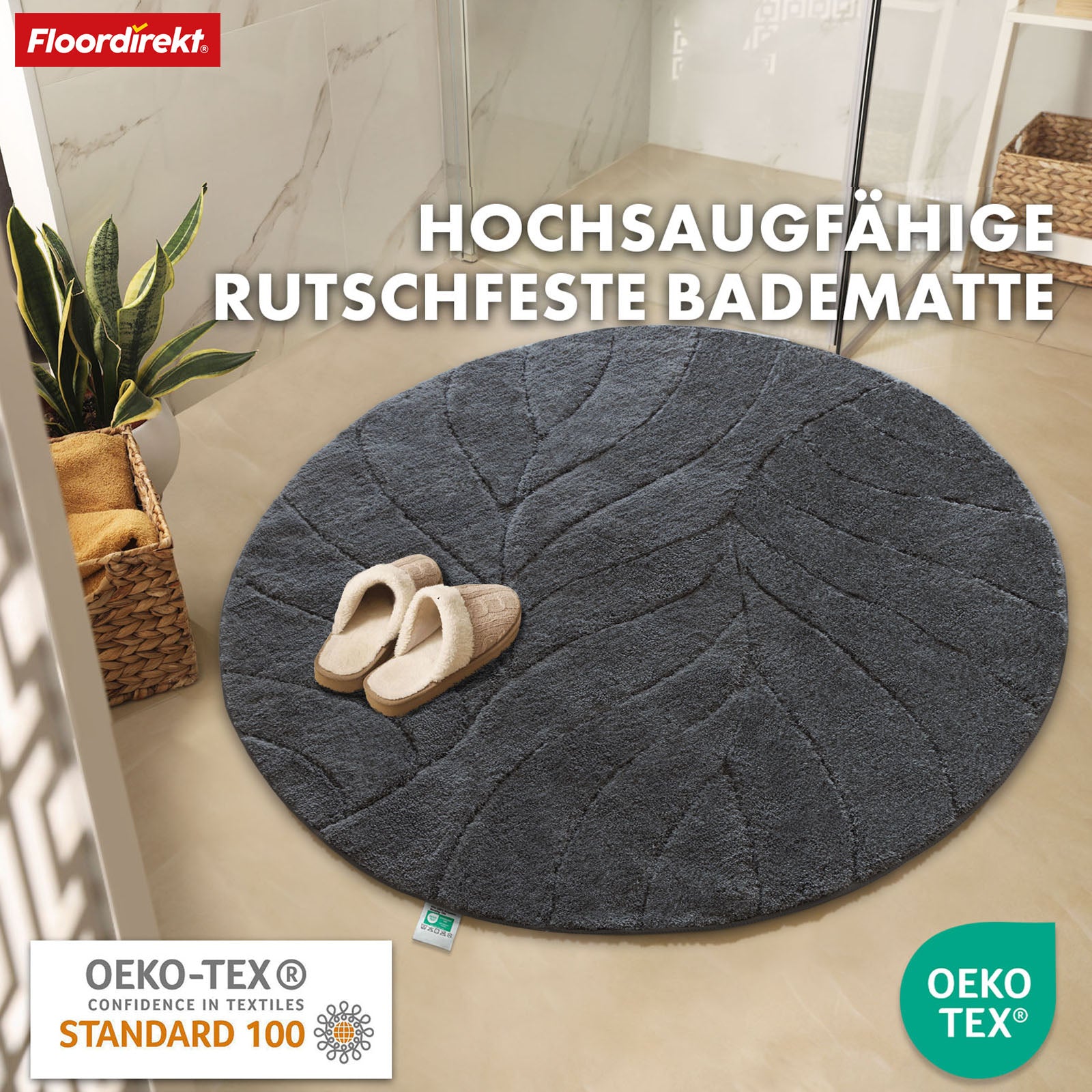 Tapis de bain | Maris | Tapis de bain rond | Microfibre douce, antidérapante & adaptée au chauffage au sol