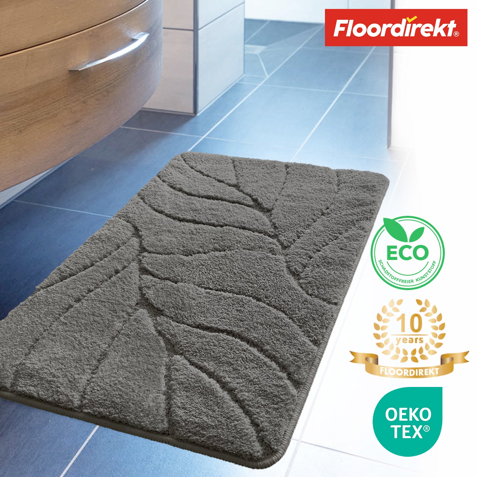 Tapis de bain | Maris | Tapis de bain moelleux avec structure en feuilles | Disponible en différentes couleurs et tailles