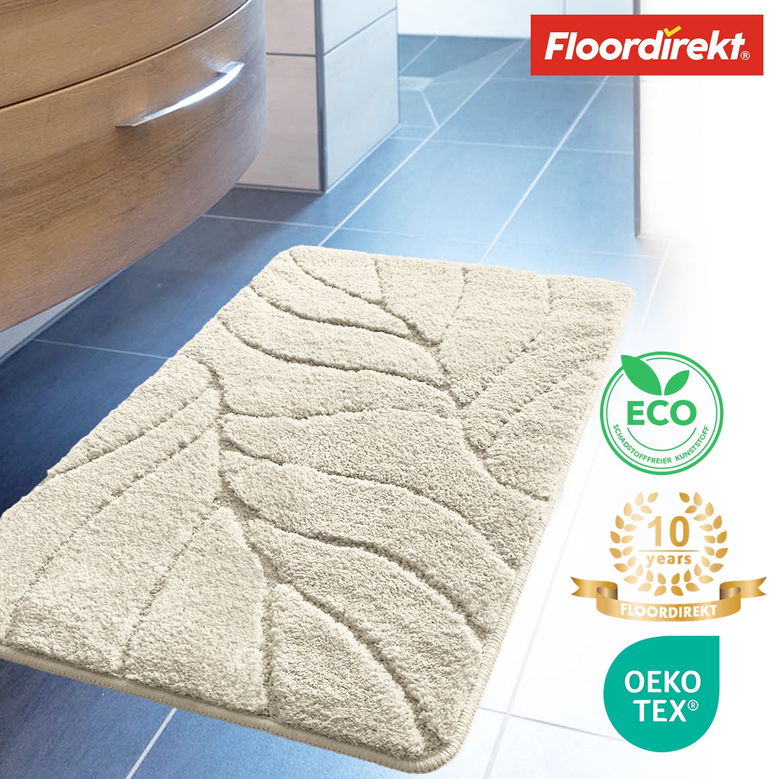 Tapis de bain | Maris | Tapis de bain moelleux avec structure en feuilles | Disponible en différentes couleurs et tailles