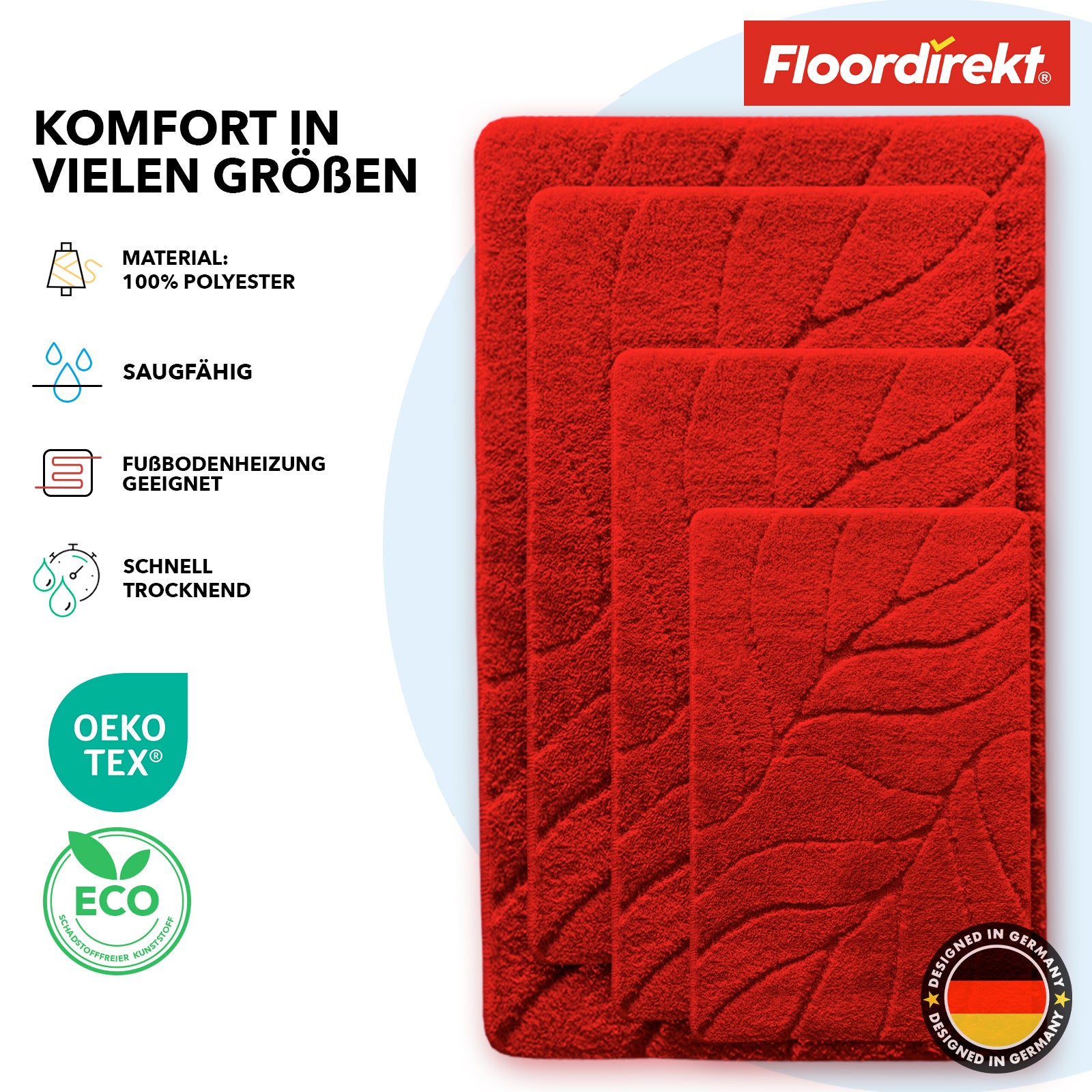 Tapis de bain | Maris | Tapis de bain moelleux avec structure en feuilles | Disponible en différentes couleurs et tailles