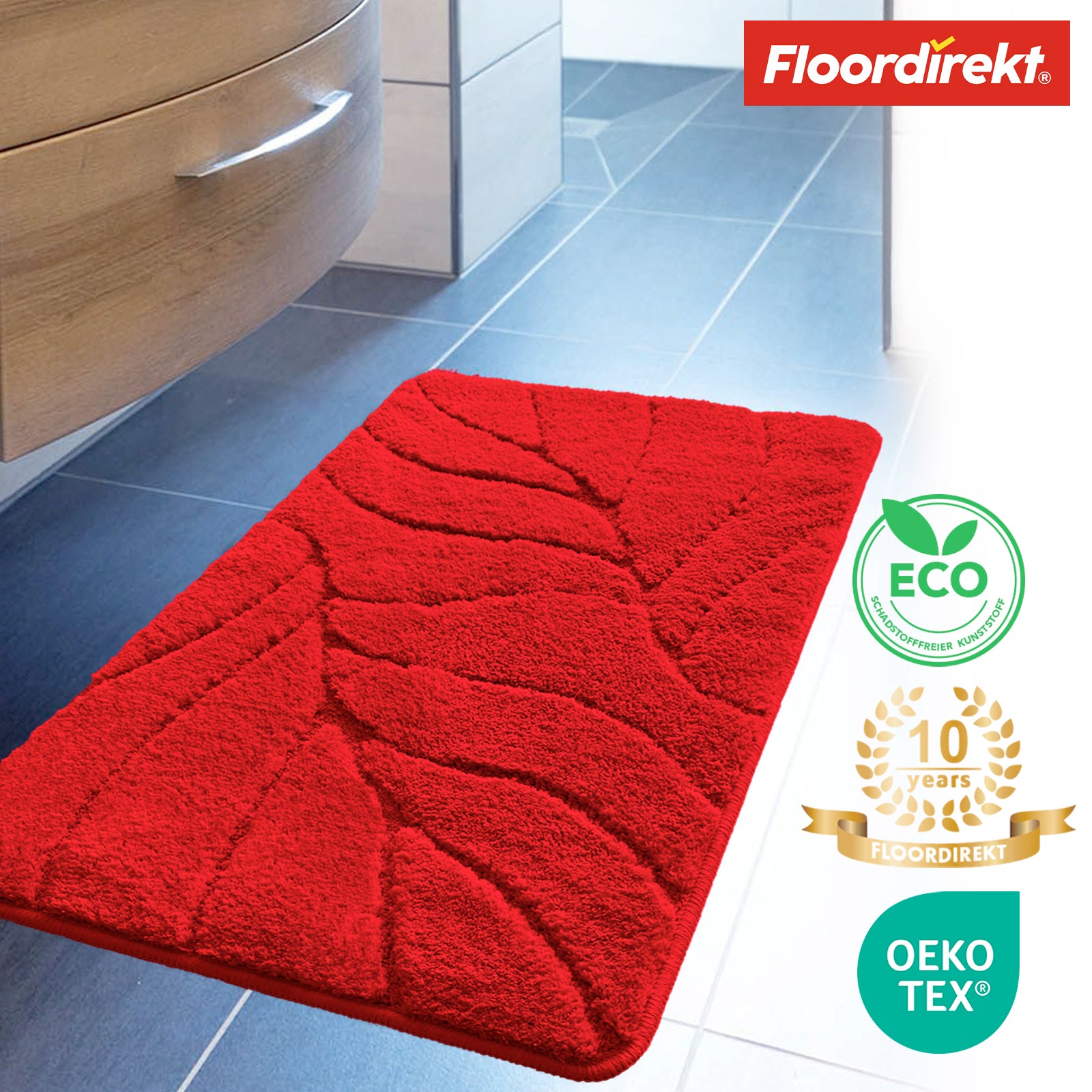 Tapis de bain | Maris | Tapis de bain moelleux avec structure en feuilles | Disponible en différentes couleurs et tailles