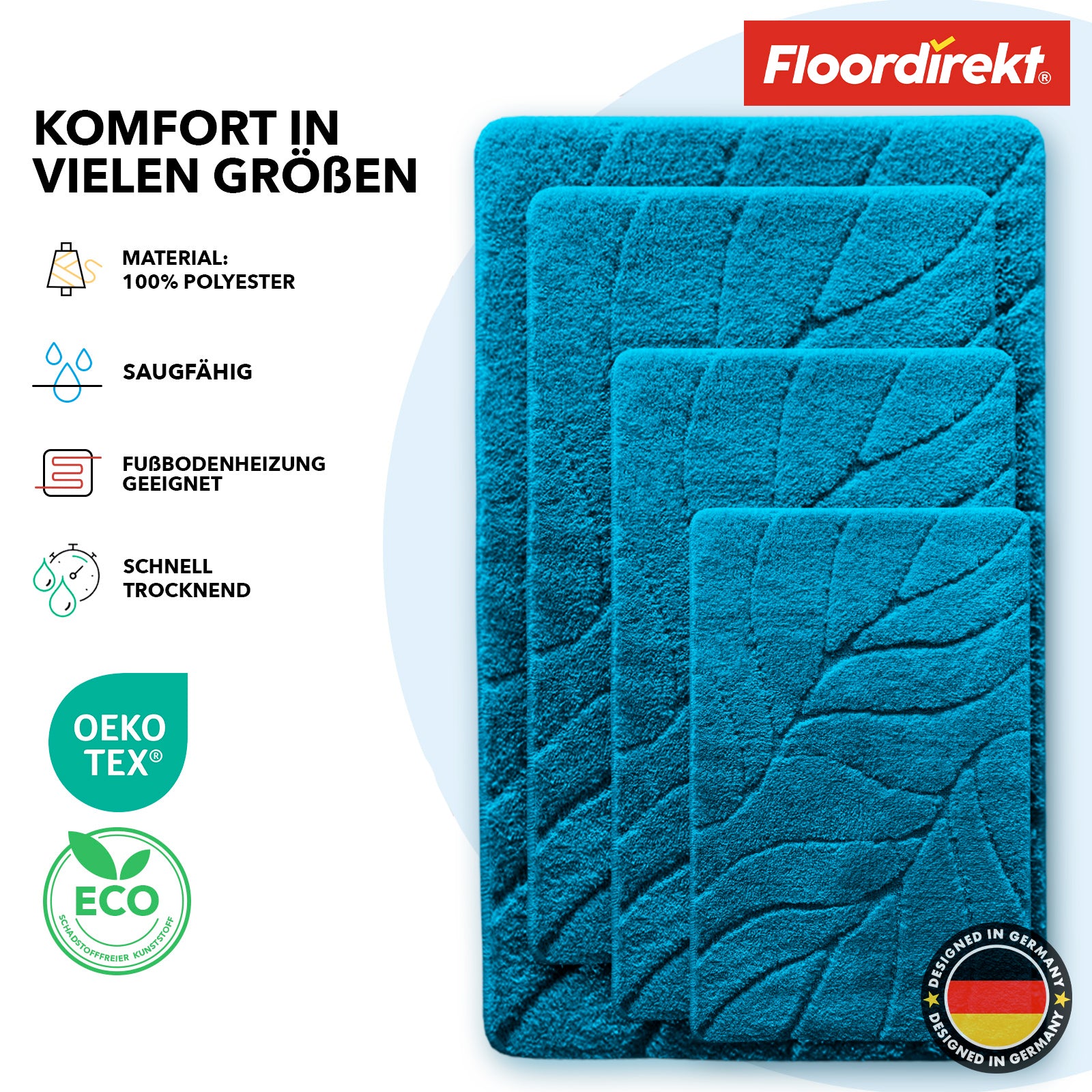 Tapis de bain | Maris | Tapis de bain moelleux avec structure en feuilles | Disponible en différentes couleurs et tailles