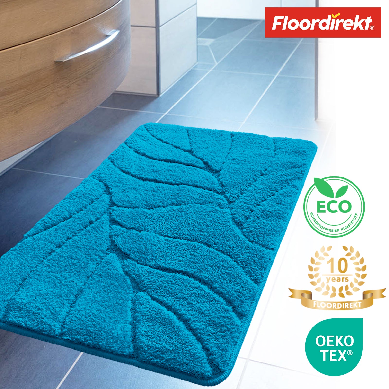 Tapis de bain | Maris | Tapis de bain moelleux avec structure en feuilles | Disponible en différentes couleurs et tailles