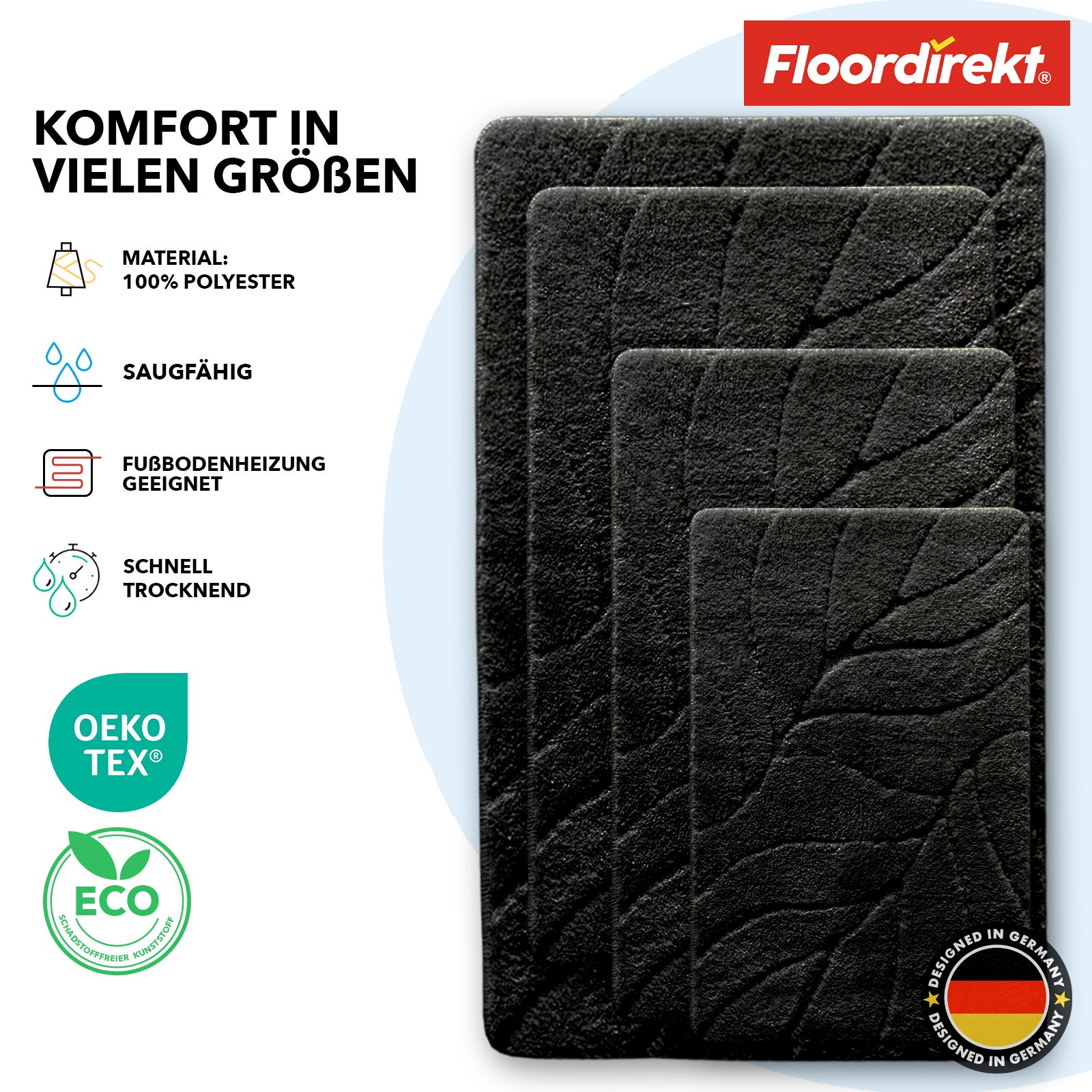 Tapis de bain | Maris | Tapis de bain moelleux avec structure en feuilles | Disponible en différentes couleurs et tailles