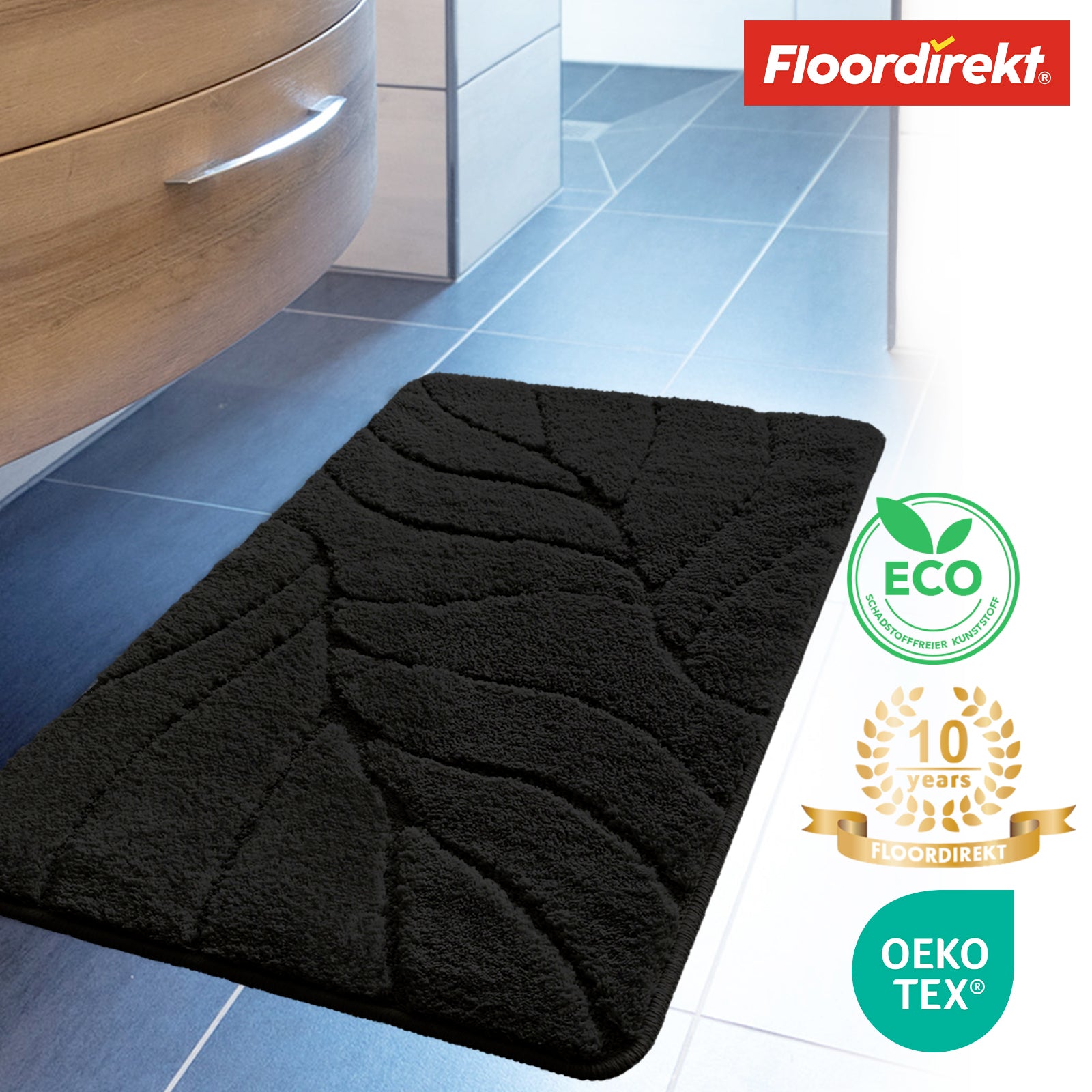 Tapis de bain | Maris | Tapis de bain moelleux avec structure en feuilles | Disponible en différentes couleurs et tailles