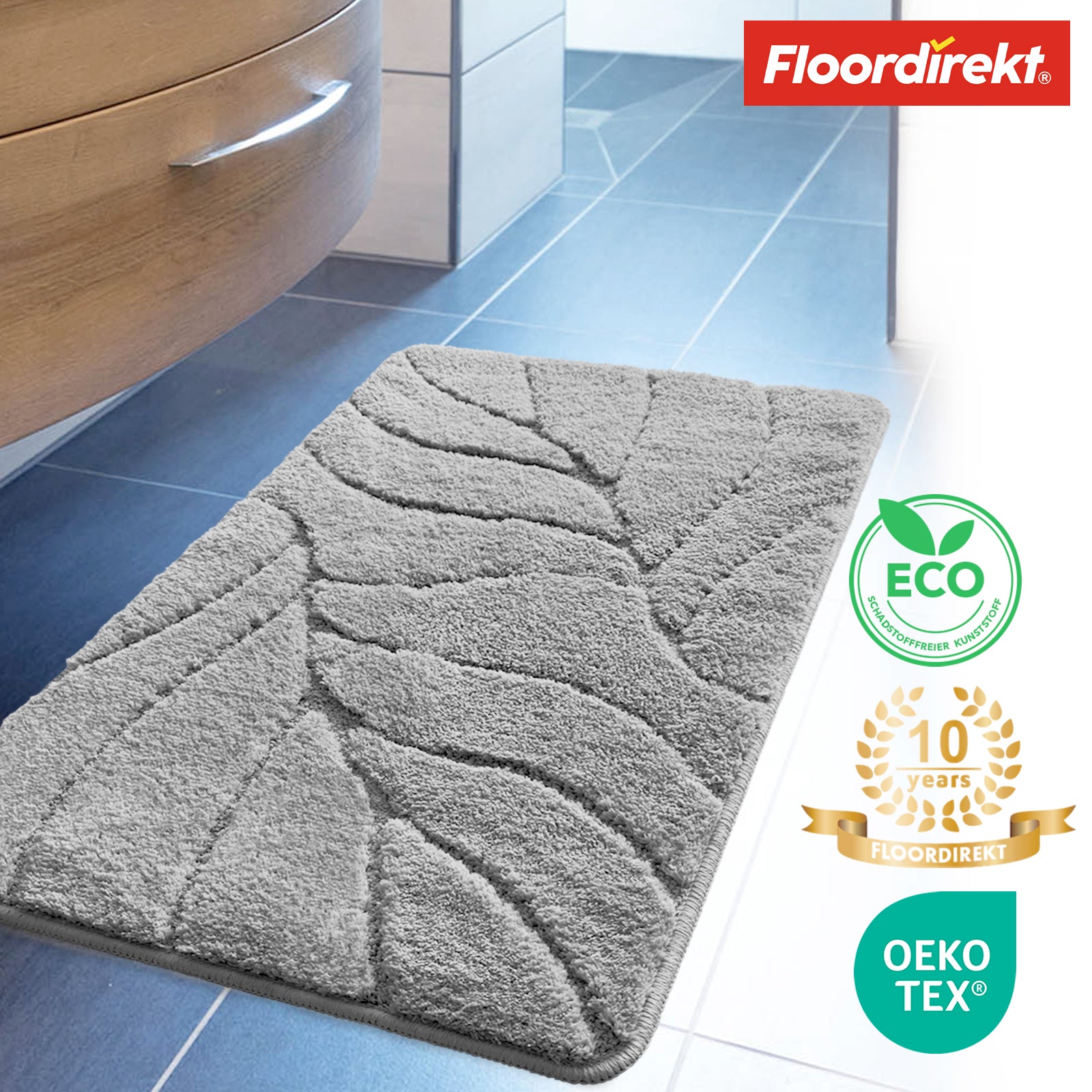 Tapis de bain | Maris | Tapis de bain moelleux avec structure en feuilles | Disponible en différentes couleurs et tailles