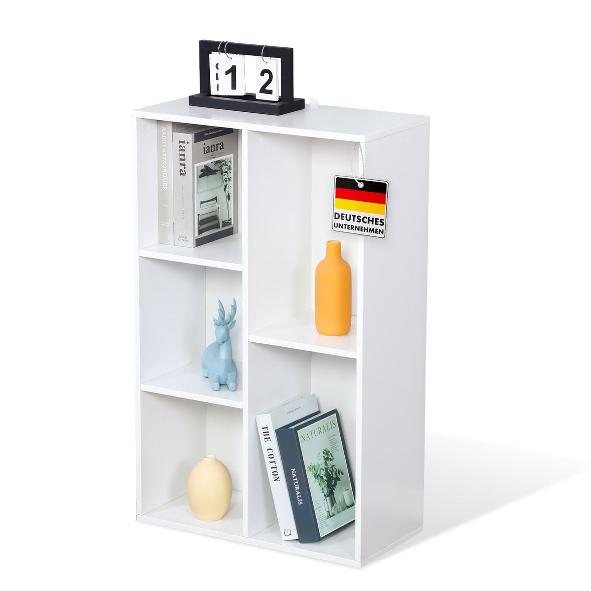 Bibliothèque | Arkansas | Étagère sur pied en MDF blanc avec 5-9 compartiments pour livres et accessoires de maison