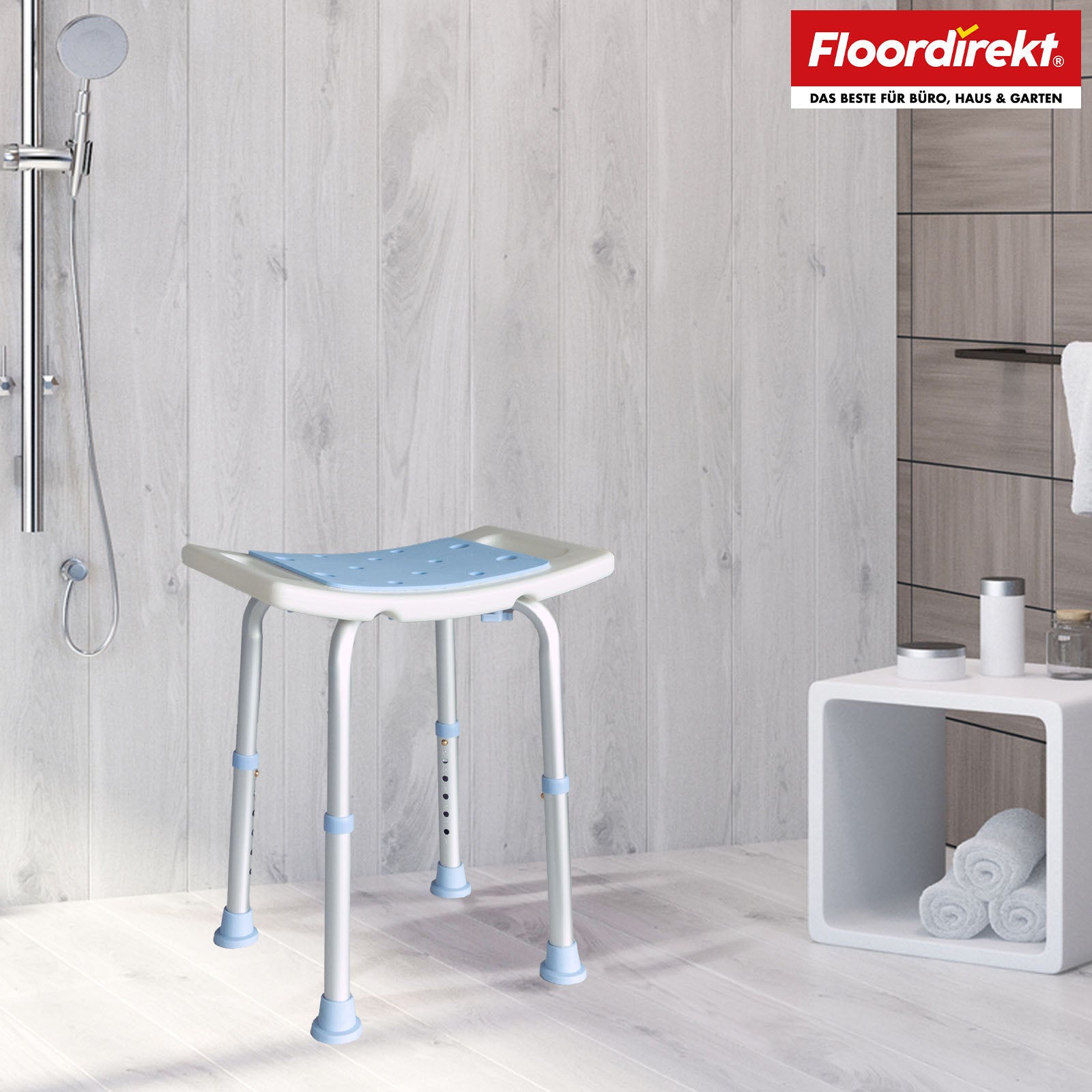 Tabouret de douche et de bain | Nora | Siège réglable en hauteur, antidérapant et durable pour le bain et la douche