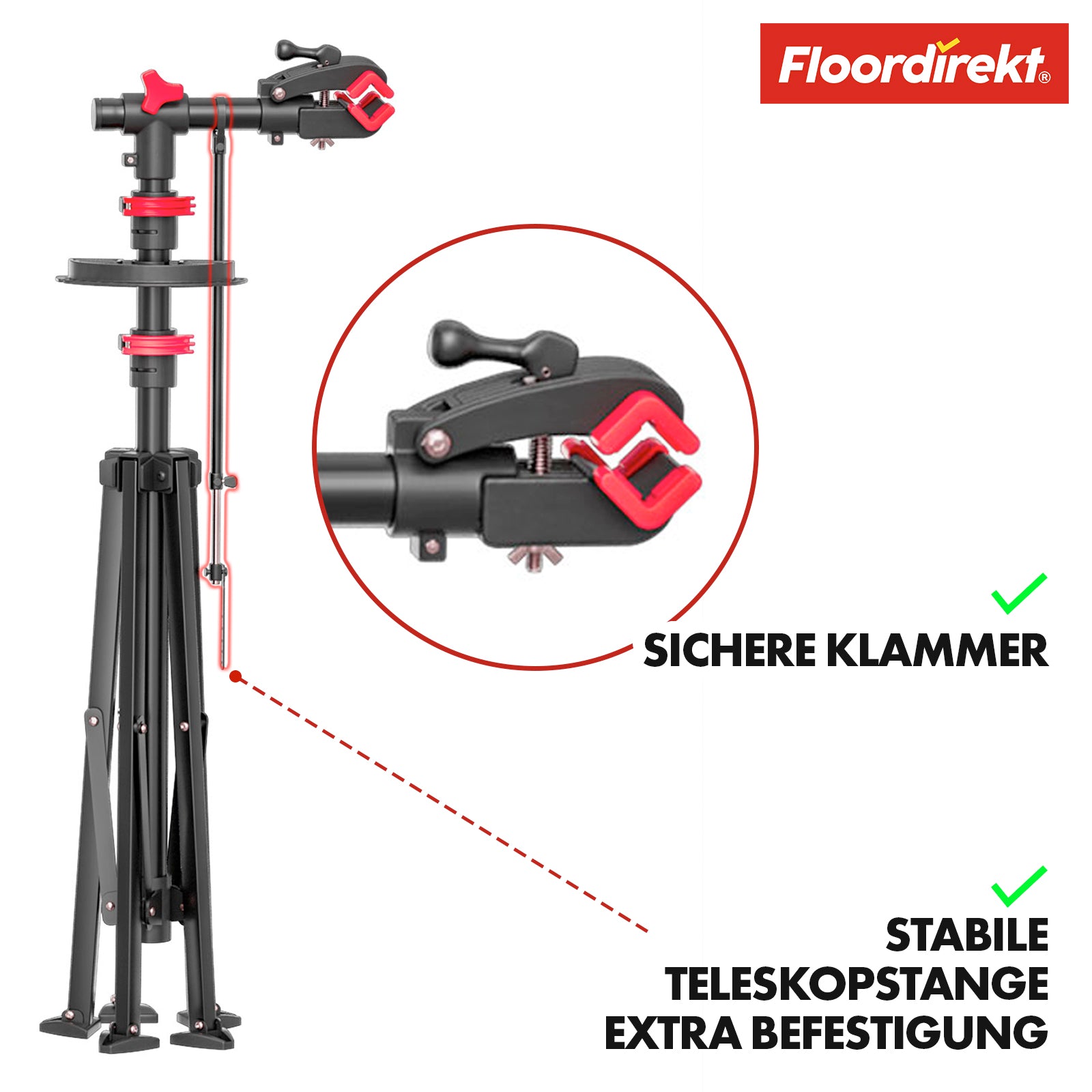 Béquille de montage pour vélo | Lois | Réglable en hauteur et adaptable individuellement | Capacité de charge jusqu'à 30 kg