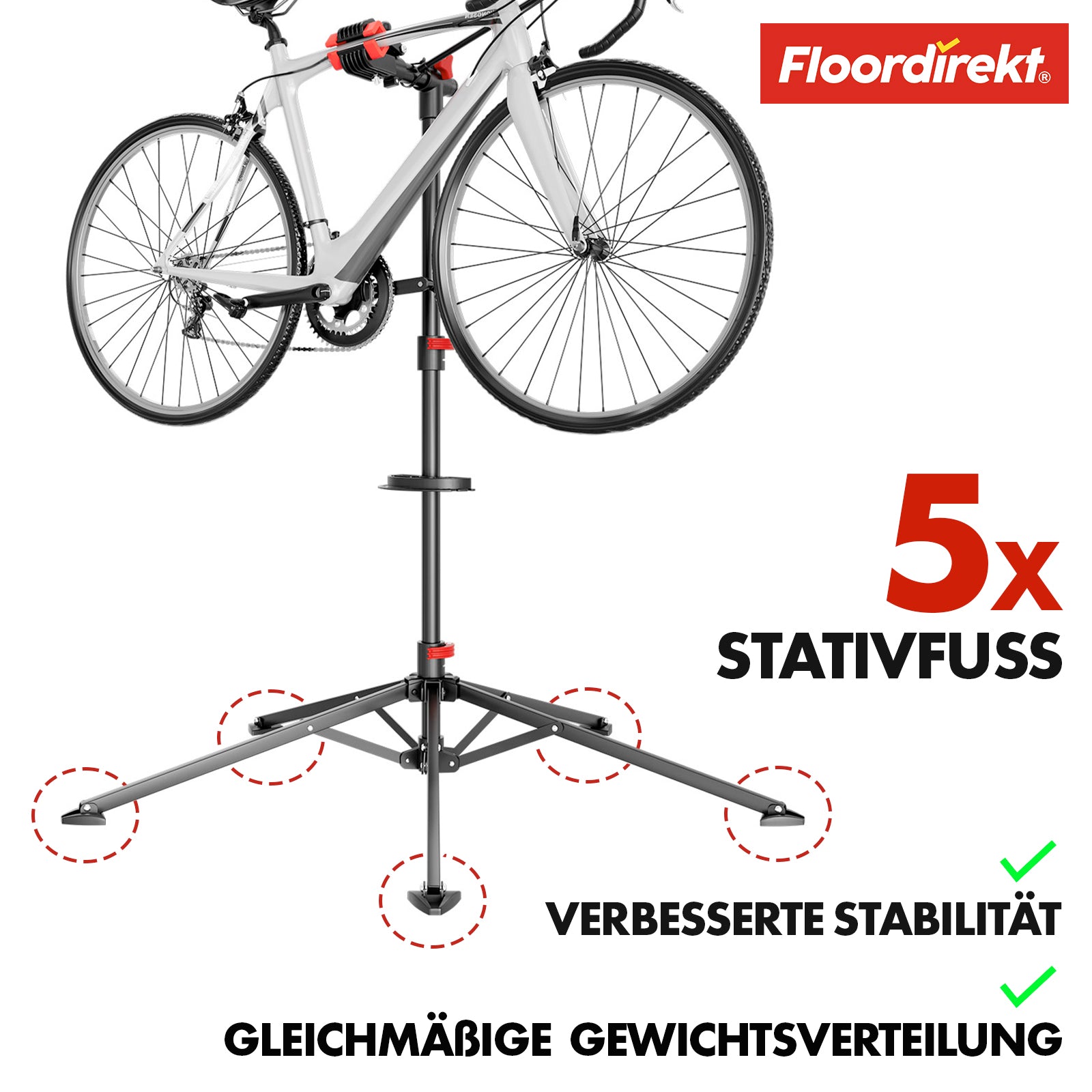 Béquille de montage pour vélo | Lois | Réglable en hauteur et adaptable individuellement | Capacité de charge jusqu'à 30 kg