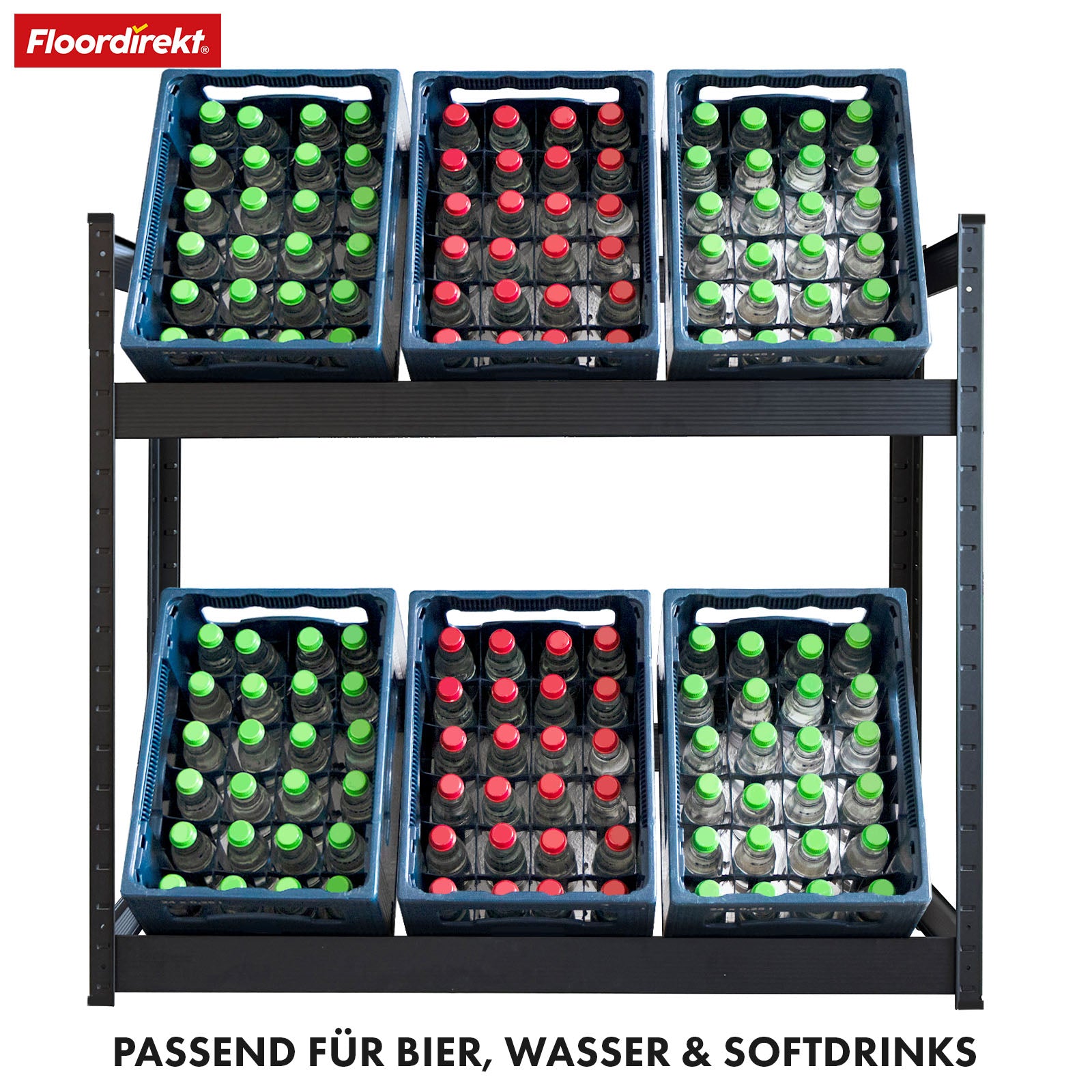 Support pour casiers à bouteilles | Osaka | Étagère pour casiers à boissons en acier peint par poudrage pour 3 à 9 casiers