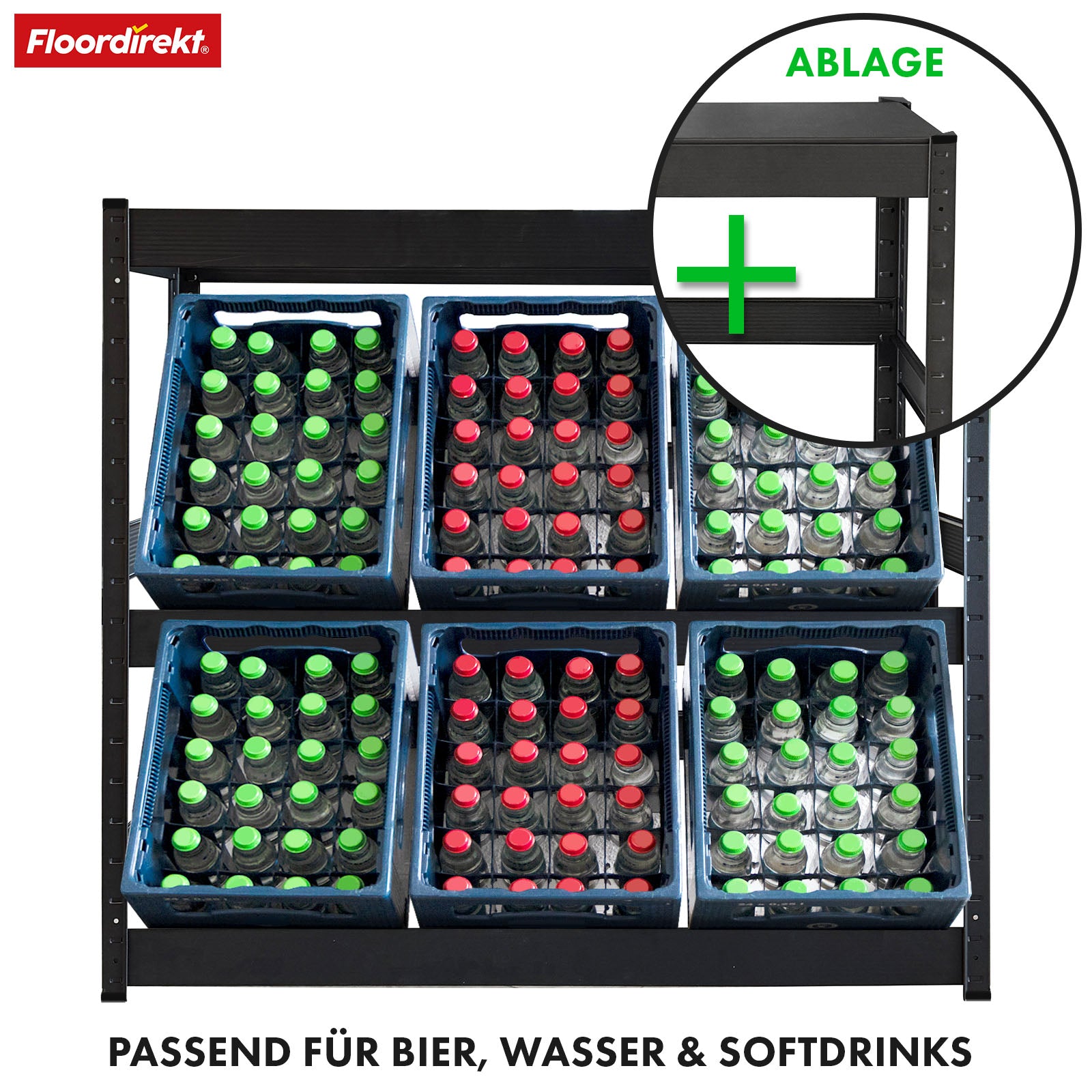 Support pour casiers à bouteilles | Osaka | Étagère pour casiers à boissons en acier peint par poudrage pour 3 à 9 casiers