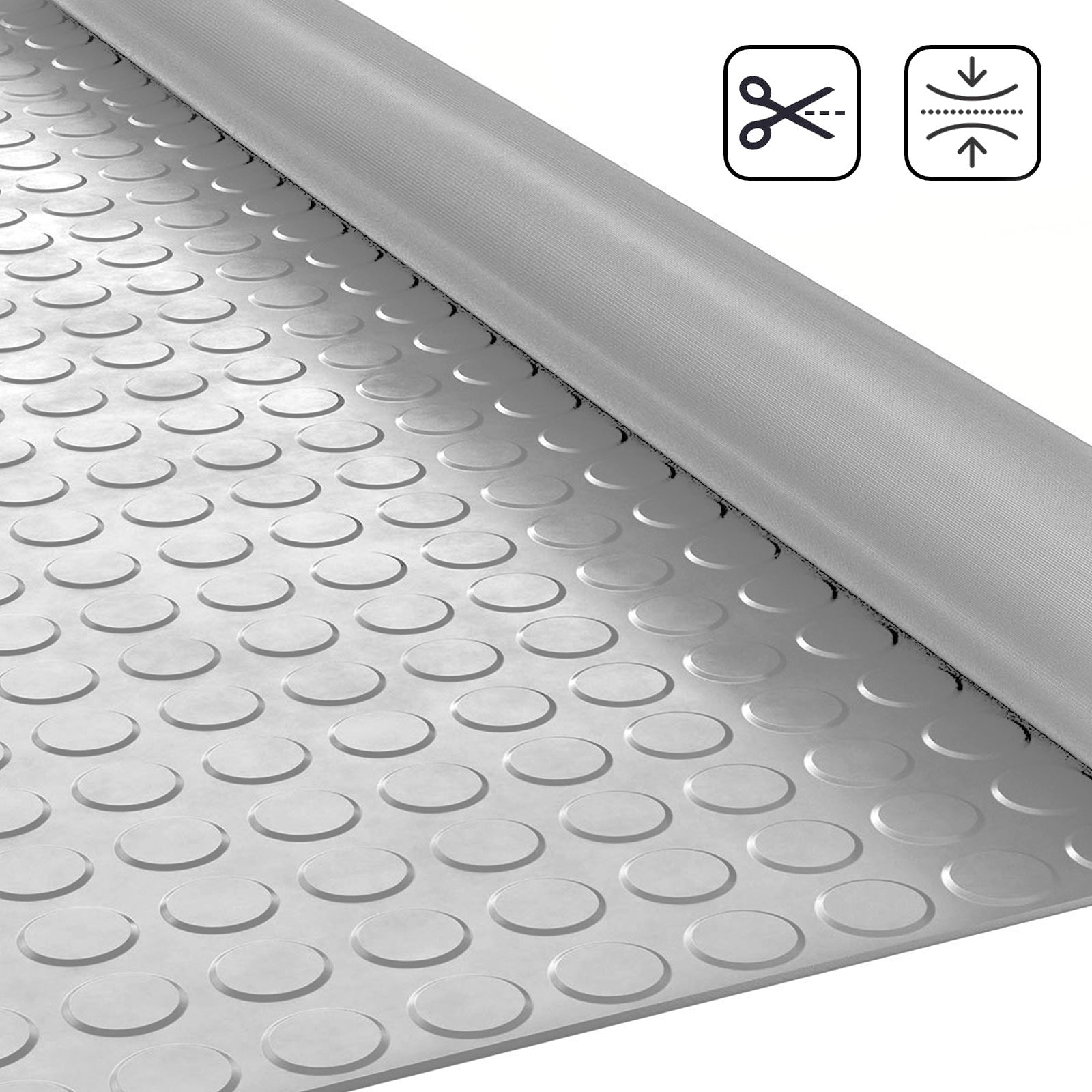 Tapis en caoutchouc | Gris | Tapis en caoutchouc avec picots plats | Épaisseur : 3 mm