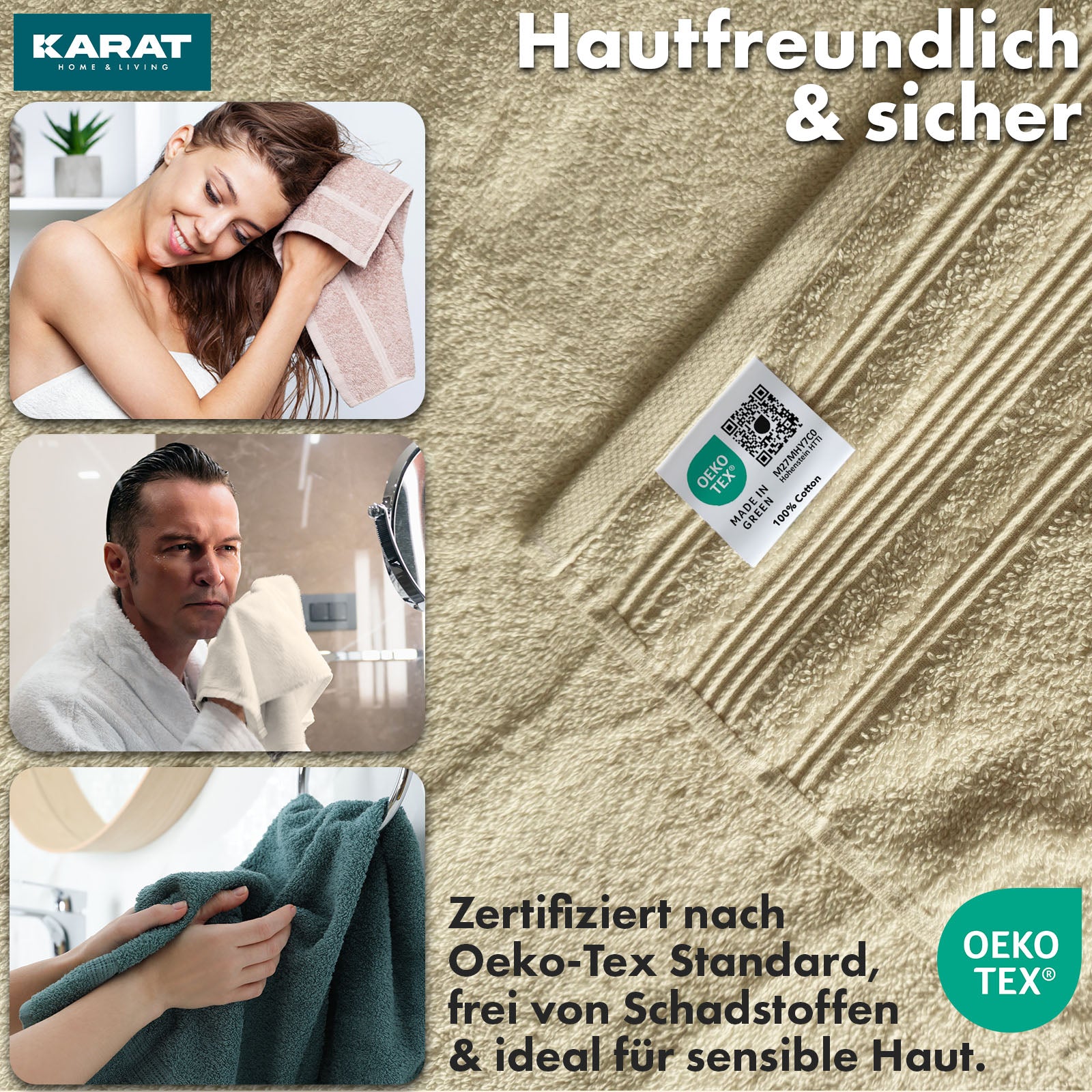 Set de serviettes Bay | Set de 8 serviettes 100% coton | 2 x serviette de bain, 2 x essuie-mains et 4 x savonnettes
