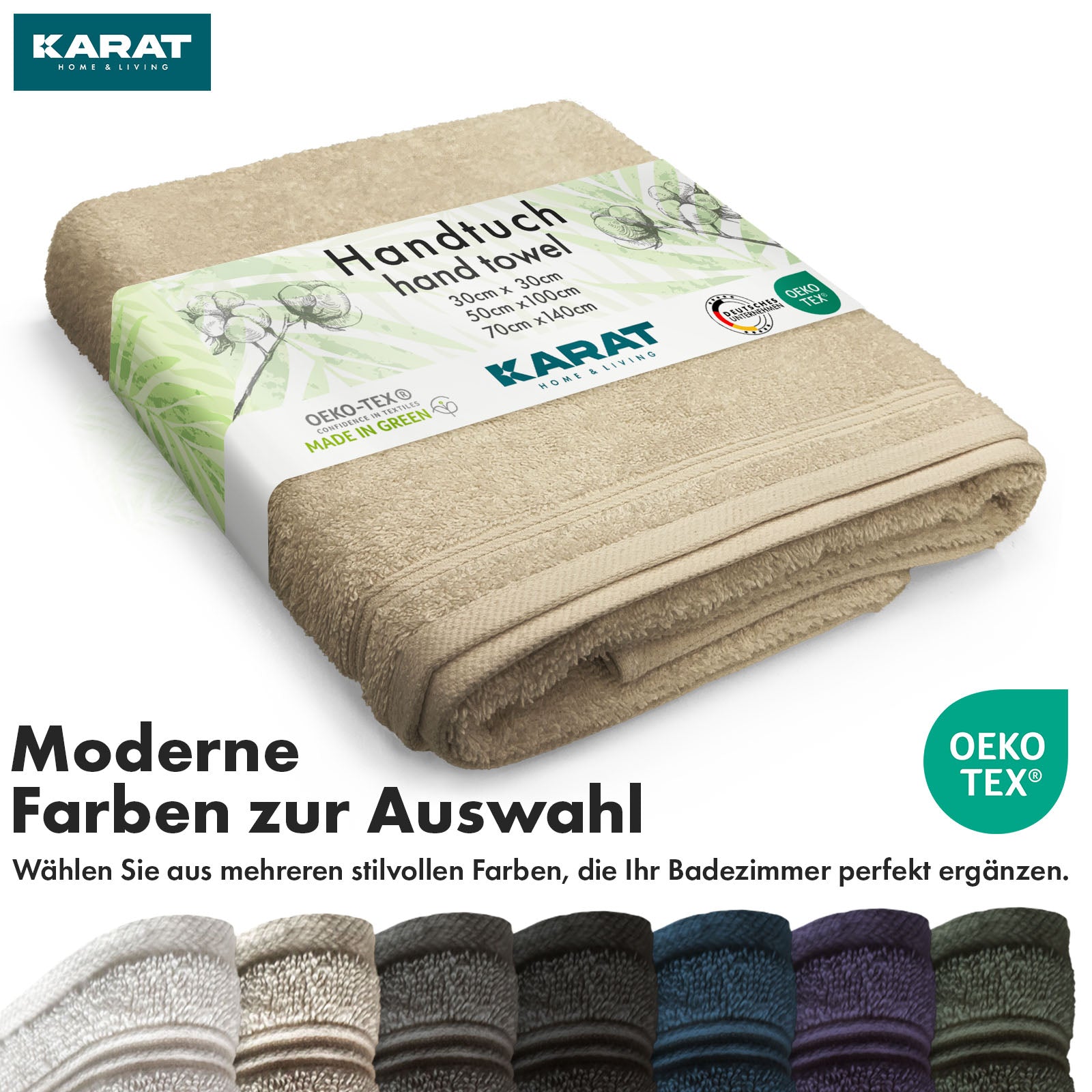 Set de serviettes Bay | Set de 8 serviettes 100% coton | 2 x serviette de bain, 2 x essuie-mains et 4 x savonnettes