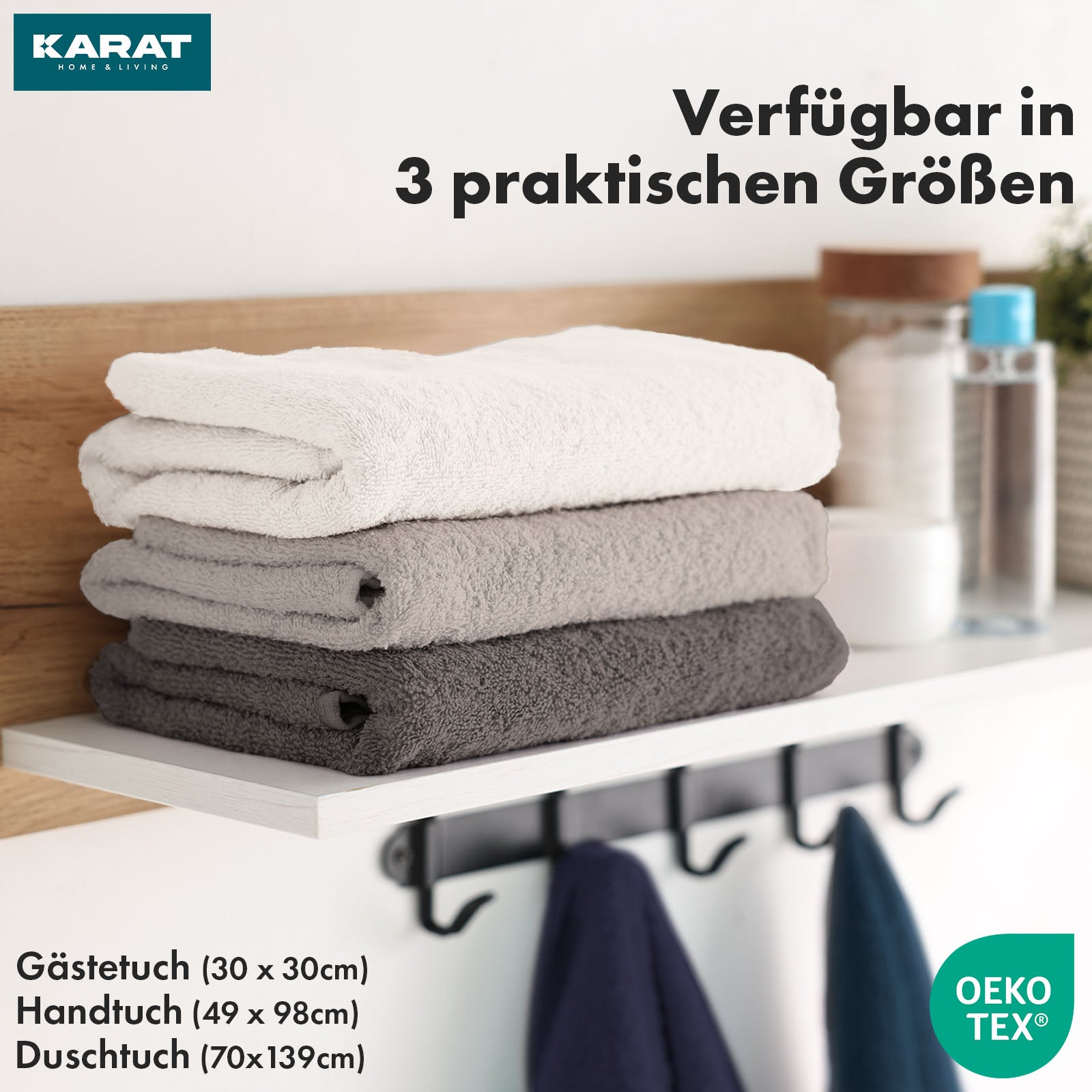 Set de serviettes Bay | Set de 8 serviettes 100% coton | 2 x serviette de bain, 2 x essuie-mains et 4 x savonnettes