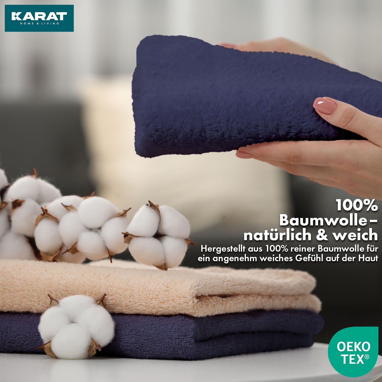 Set de serviettes Bay | Set de 8 serviettes 100% coton | 2 x serviette de bain, 2 x essuie-mains et 4 x savonnettes