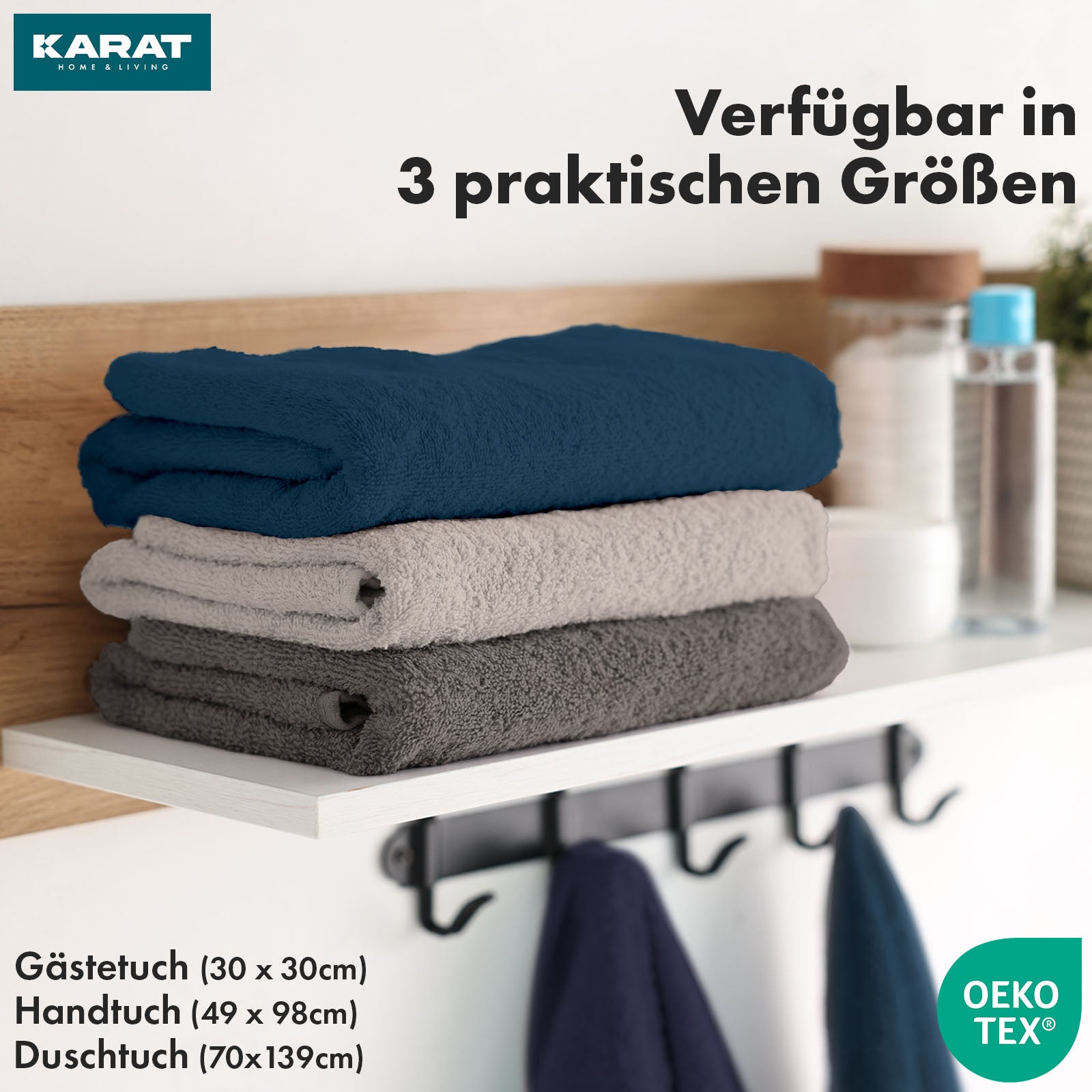 Set de serviettes Bay | Set de 8 serviettes 100% coton | 2 x serviette de bain, 2 x essuie-mains et 4 x savonnettes