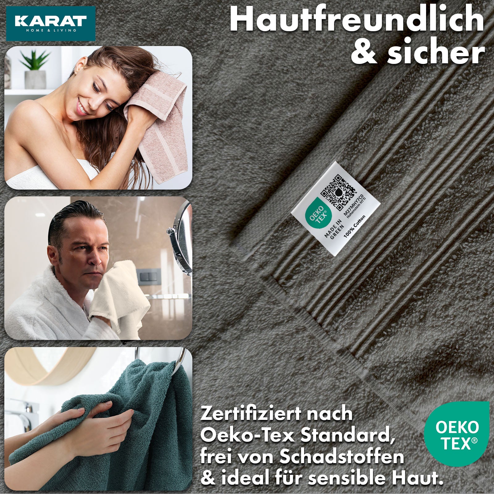 Set de serviettes Bay | Set de 8 serviettes 100% coton | 2 x serviette de bain, 2 x essuie-mains et 4 x savonnettes