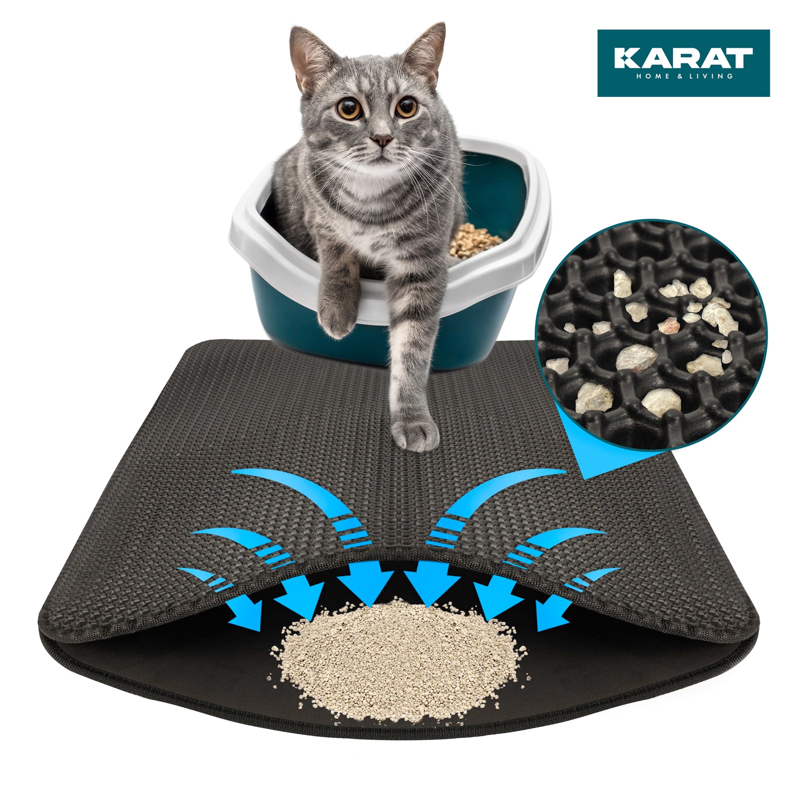 Tapis De Litière Pour Chat Réutilisable Et Antidérapant, 45x38 Cm, Résine PP