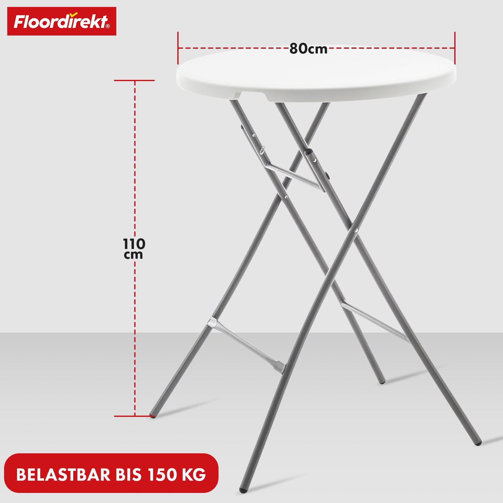 Table pliante | Nagano | Table de jardin ronde blanche pliante | 80 cm de diamètre